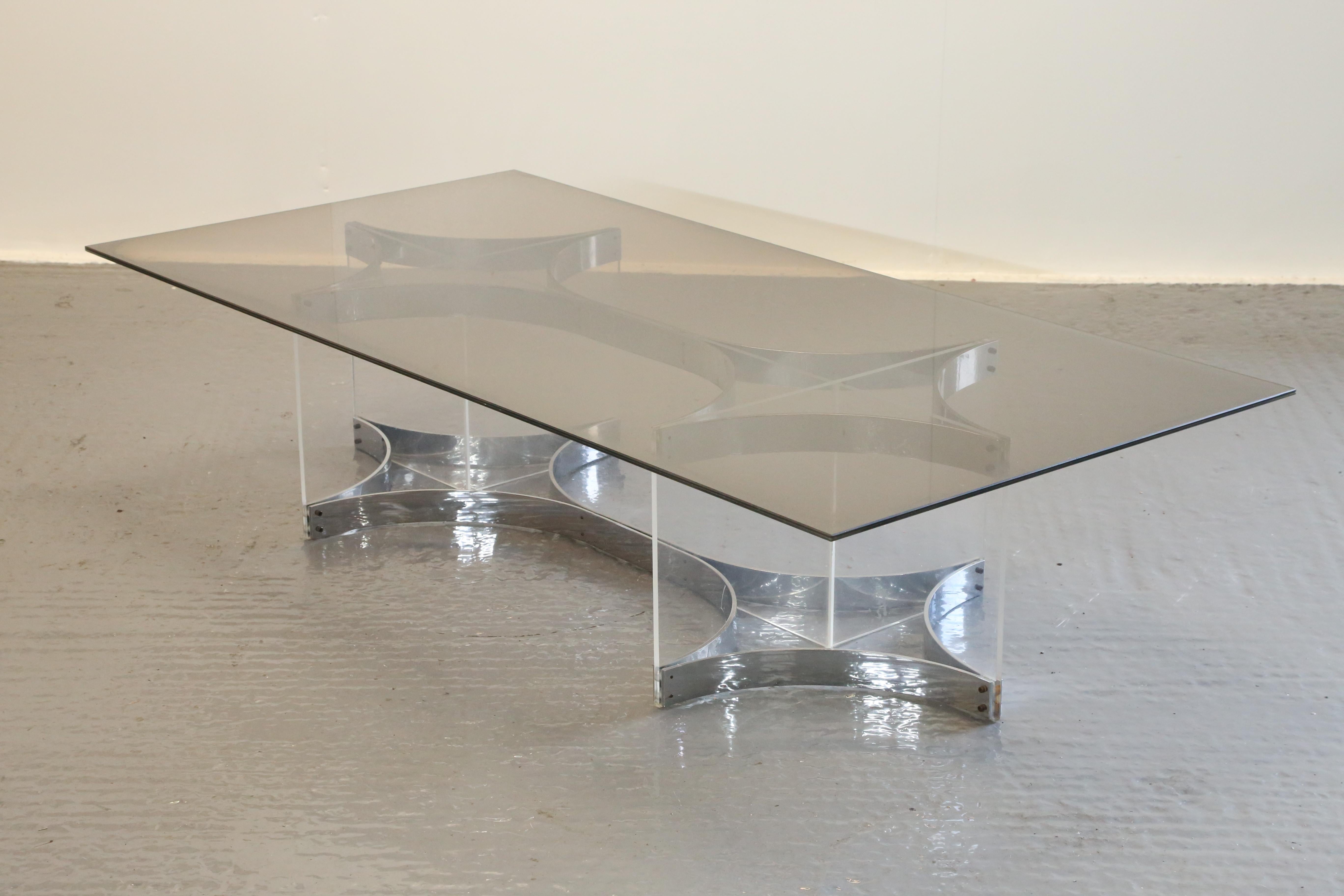 Table basse du milieu du siècle dernier d'Alessandro Albrizzi, en acier chromé et lucite en vente 10