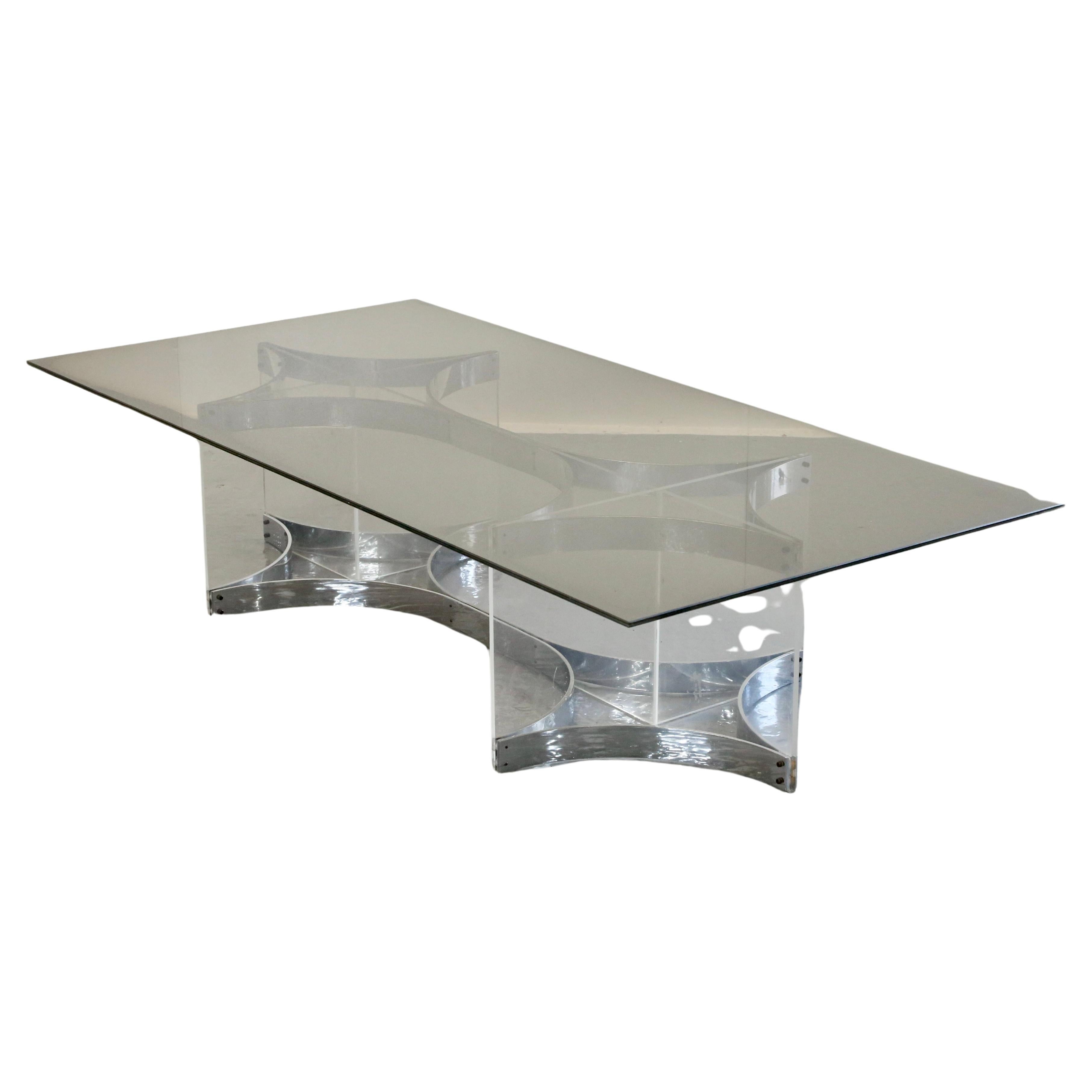 Alessandro Albrizzi, Fine Mid Century Chrome Plated Steel & Lucite Coffee Table For Sale