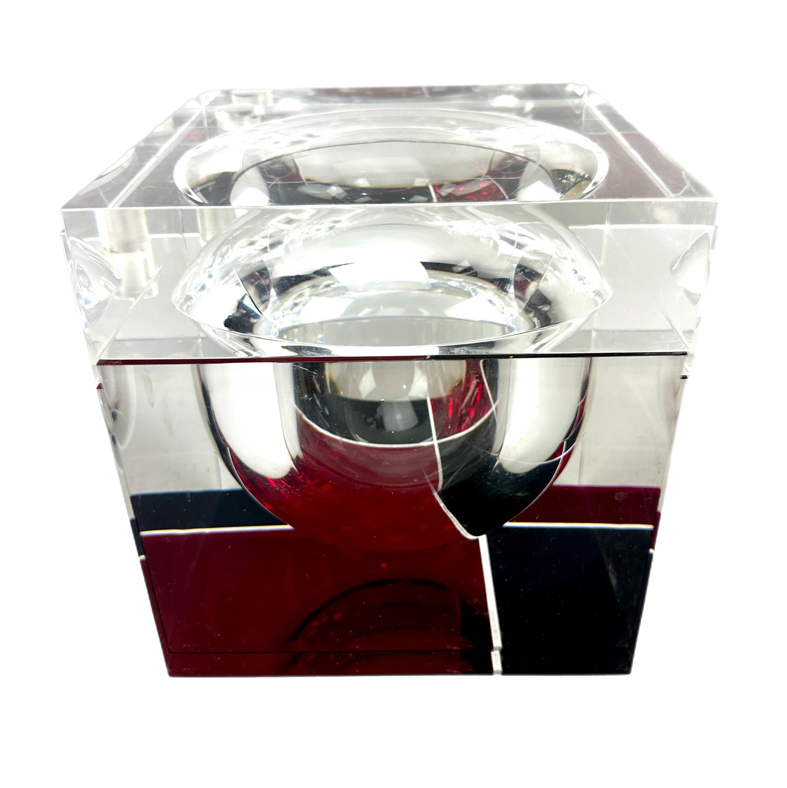 Italian Alessandro Albrizzi Geometric Lucite Ice Bucket