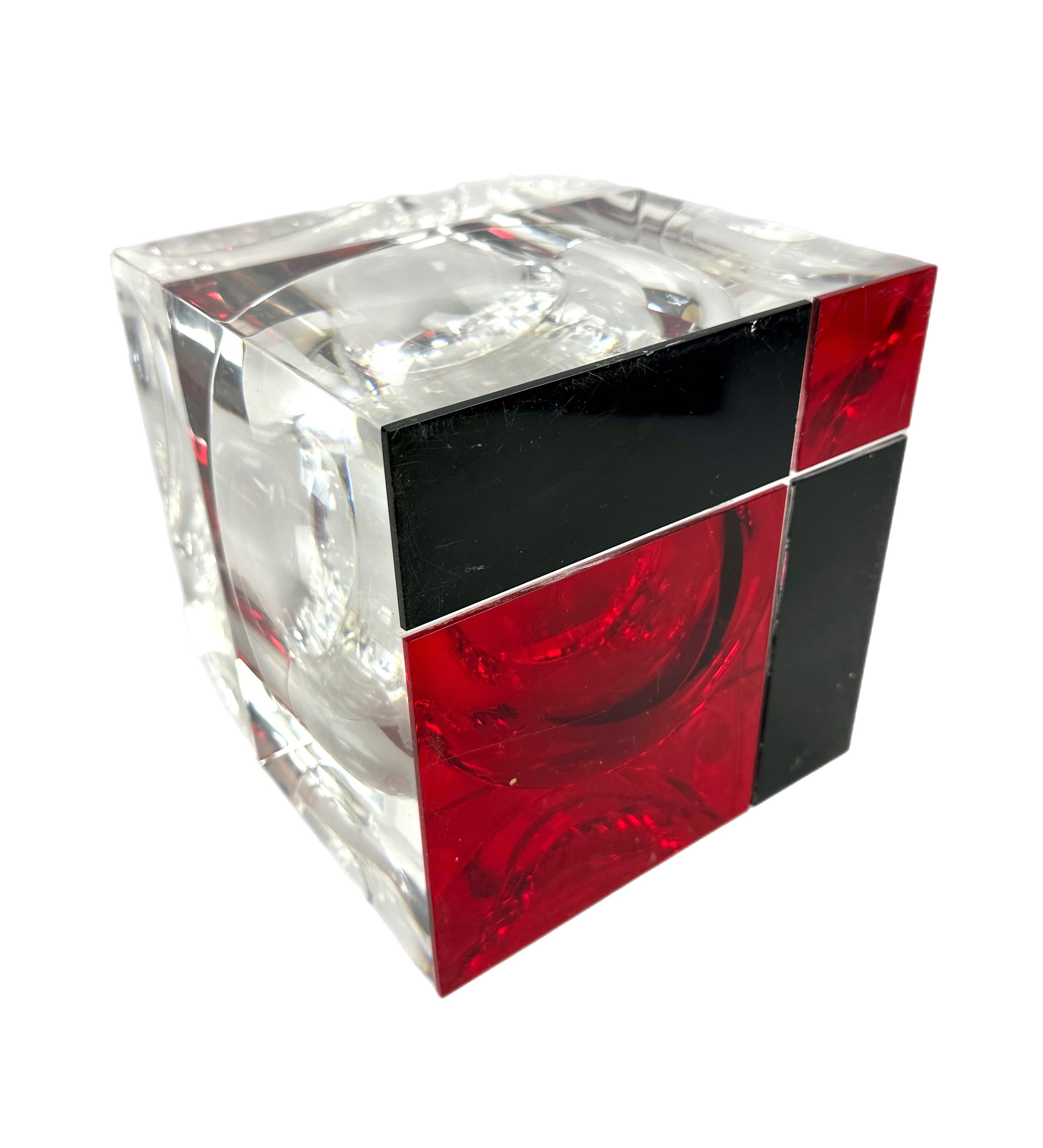 Etched Alessandro Albrizzi Geometric Lucite Ice Bucket
