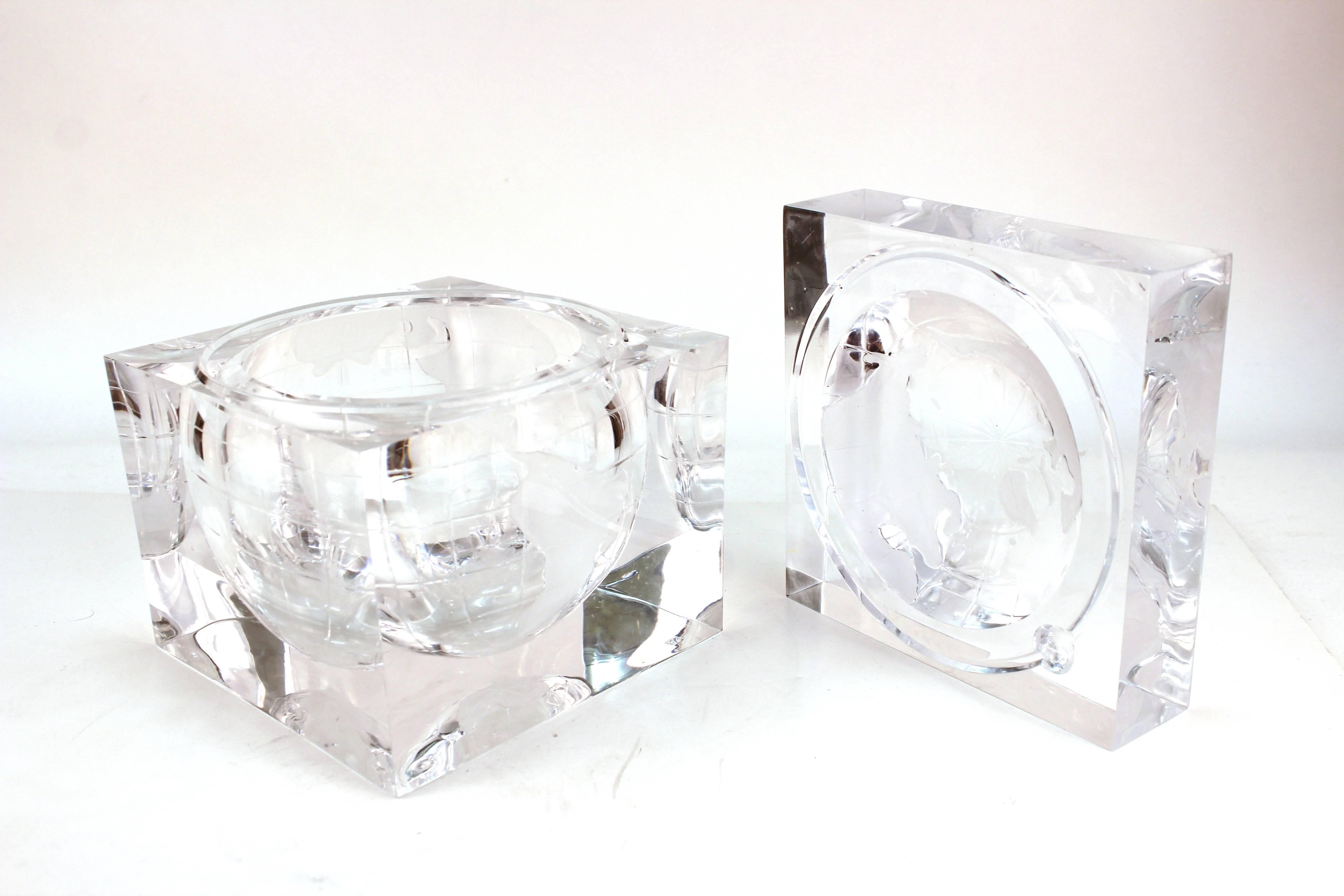 Alessandro Albrizzi Ice Bucket with Globe in Lucite 2