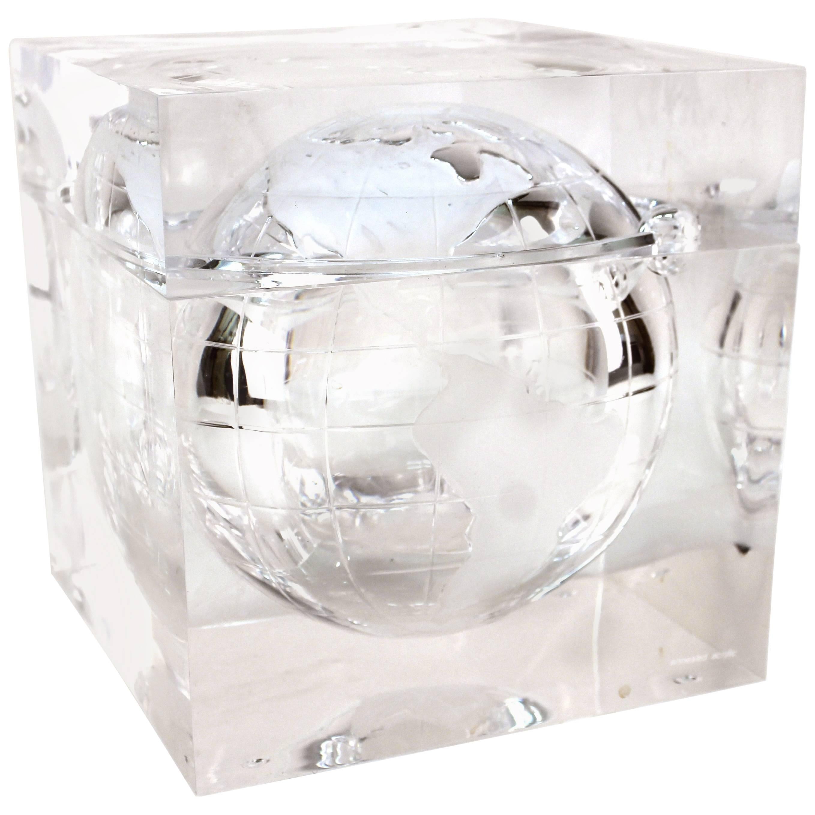 Alessandro Albrizzi Ice Bucket with Globe in Lucite