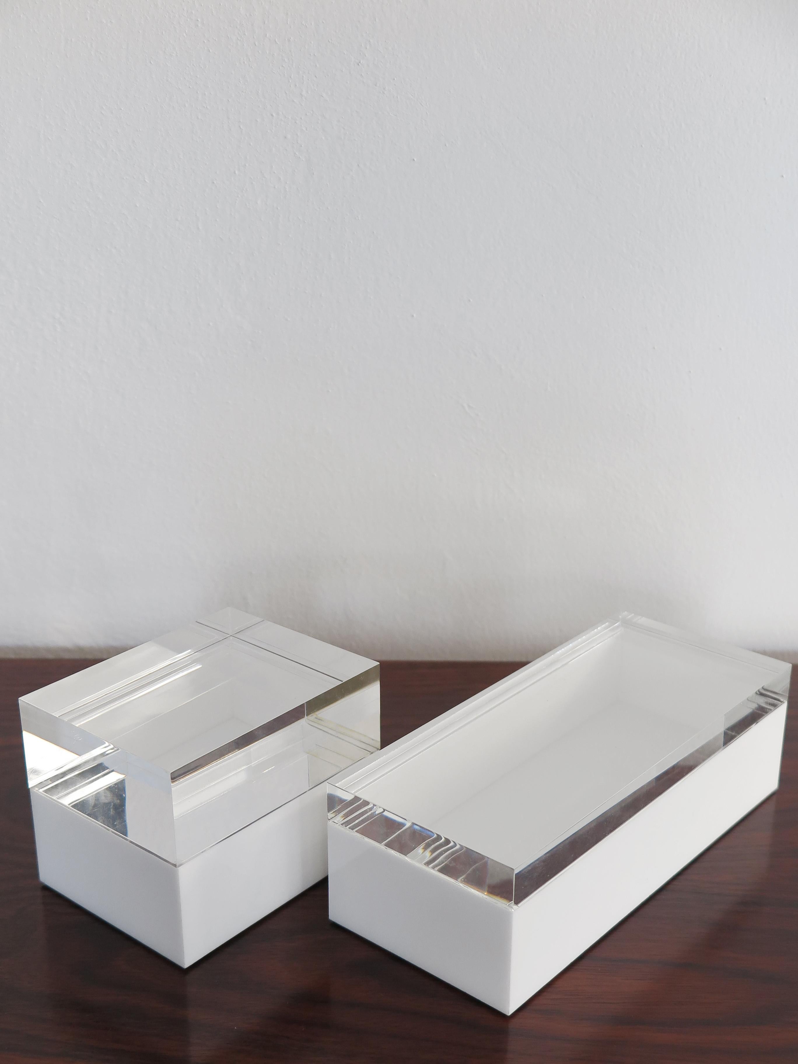 Post-Modern Alessandro Albrizzi Italian White Perspex Boxes 1990s For Sale