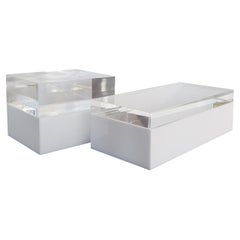Alessandro Albrizzi Italian White Perspex Boxes 1990s