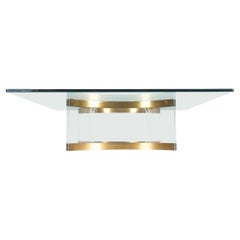 Alessandro Albrizzi Large Lucite and Brass Coffee Table, circa 1970