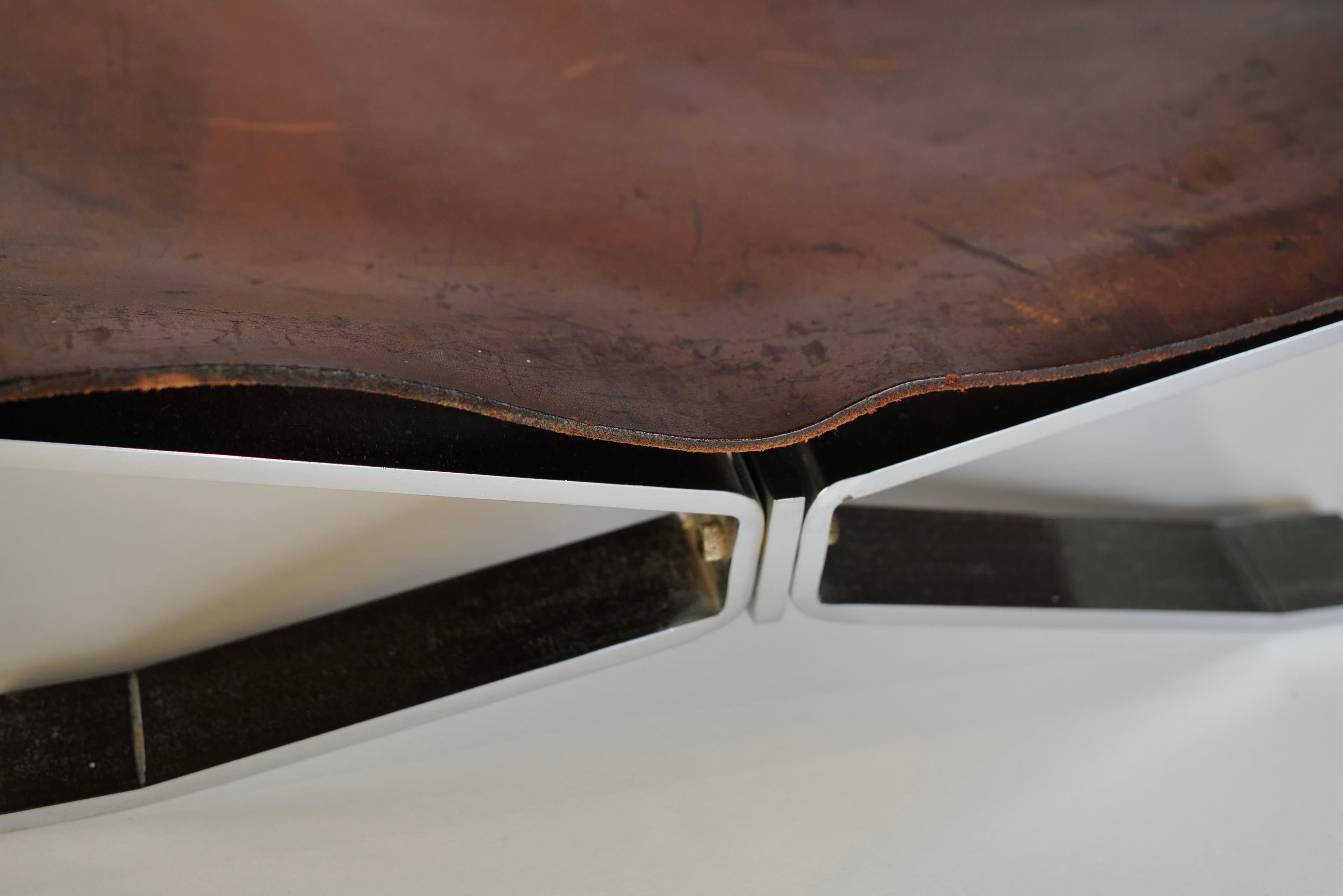 Italian Alessandro Albrizzi Leather and Chrome Wood Rack