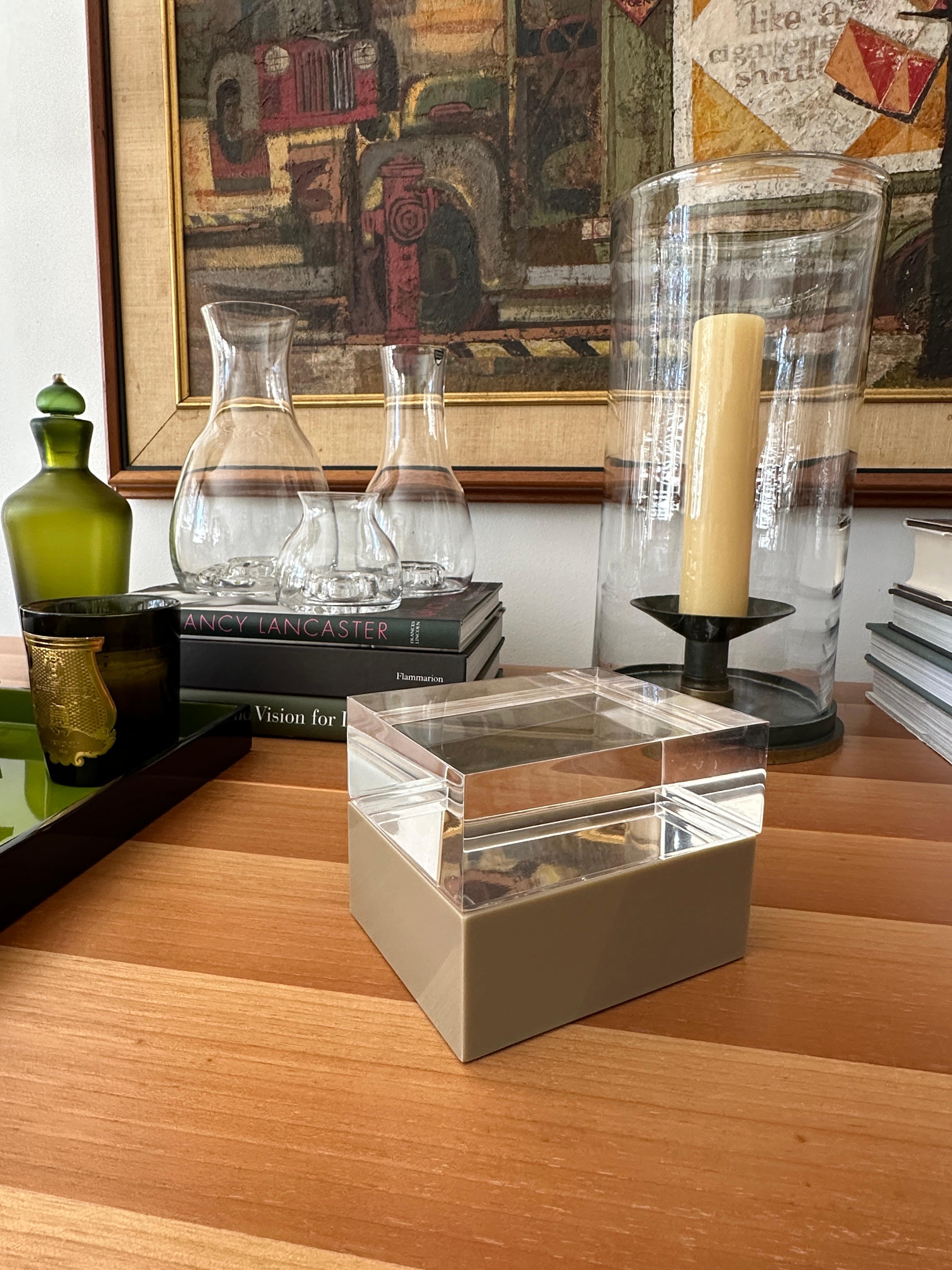 Mid-Century Modern Alessandro Albrizzi Lidded Lucite Box For Sale