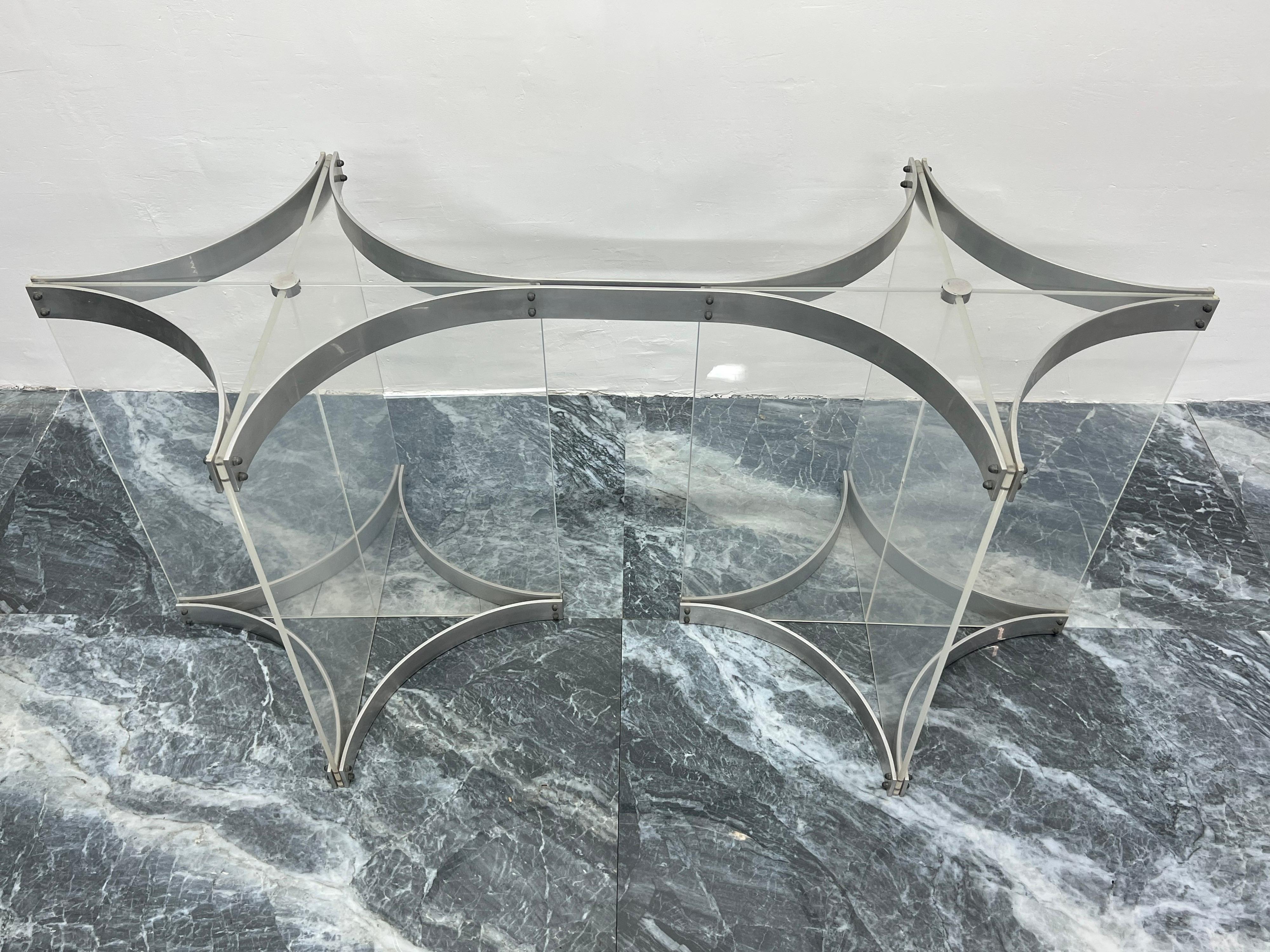 Alessandro Albrizzi Lucite and Aluminum Dining Table Base 5