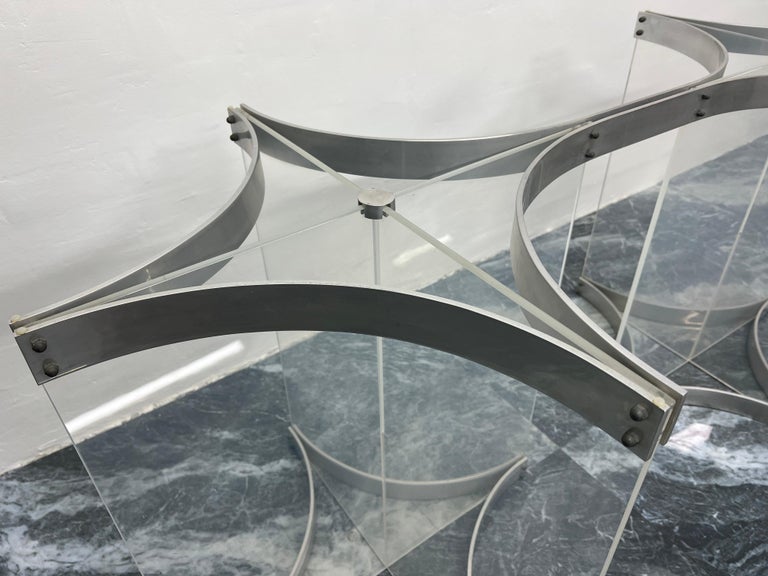 Alessandro Albrizzi Lucite and Aluminum Dining Table Base For Sale 7