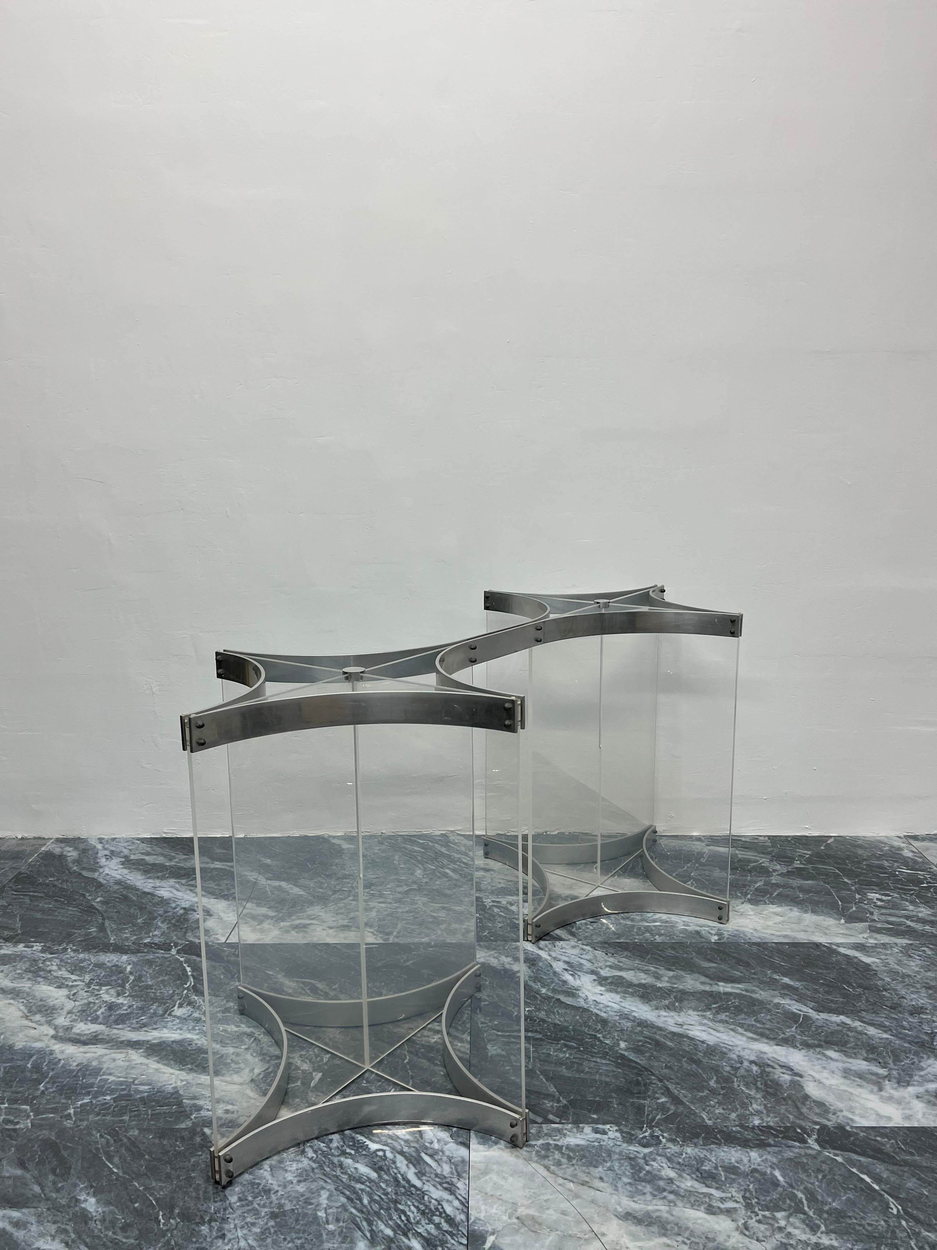 Mid-Century Modern Alessandro Albrizzi Lucite and Aluminum Dining Table Base