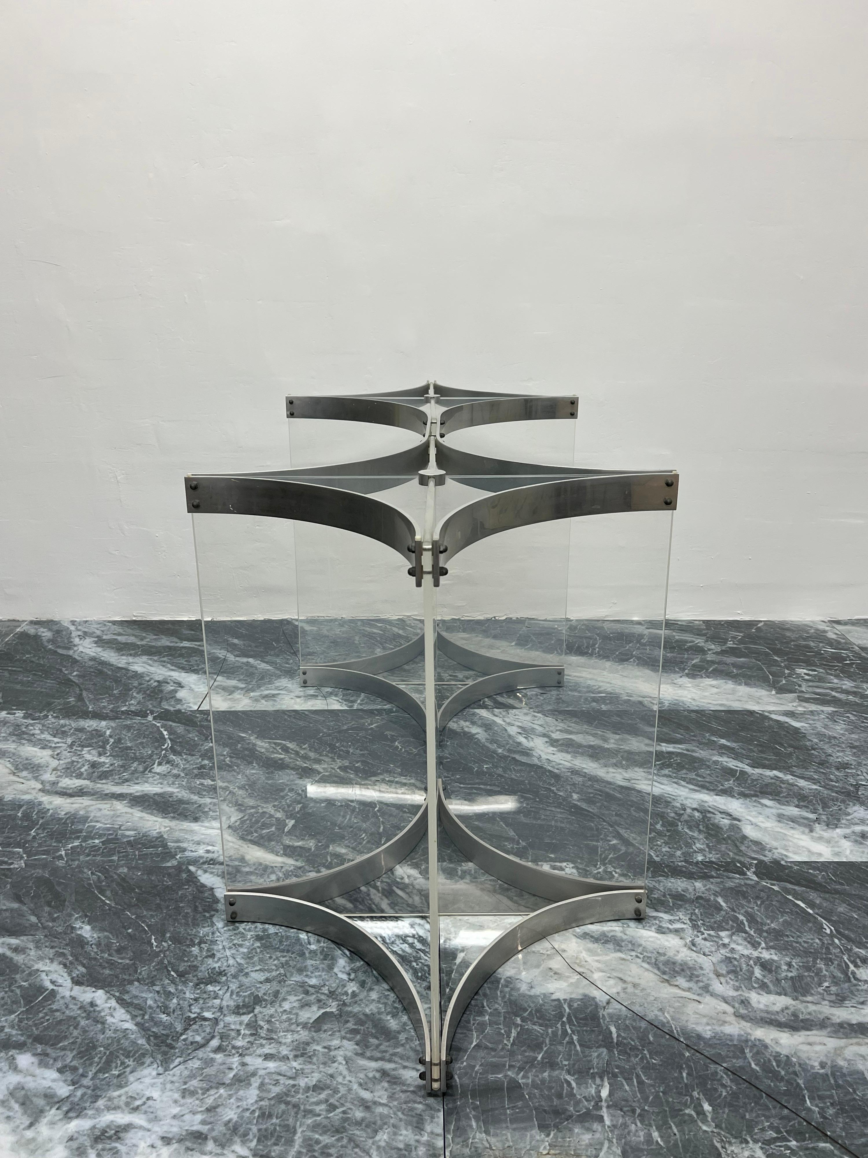 Italian Alessandro Albrizzi Lucite and Aluminum Dining Table Base