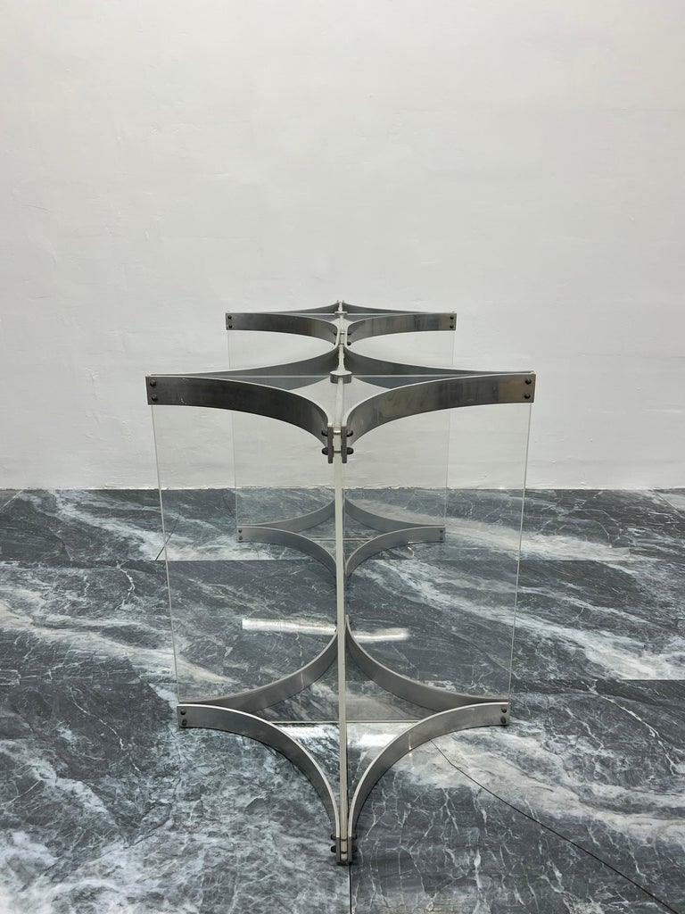 Italian Alessandro Albrizzi Lucite and Aluminum Dining Table Base For Sale
