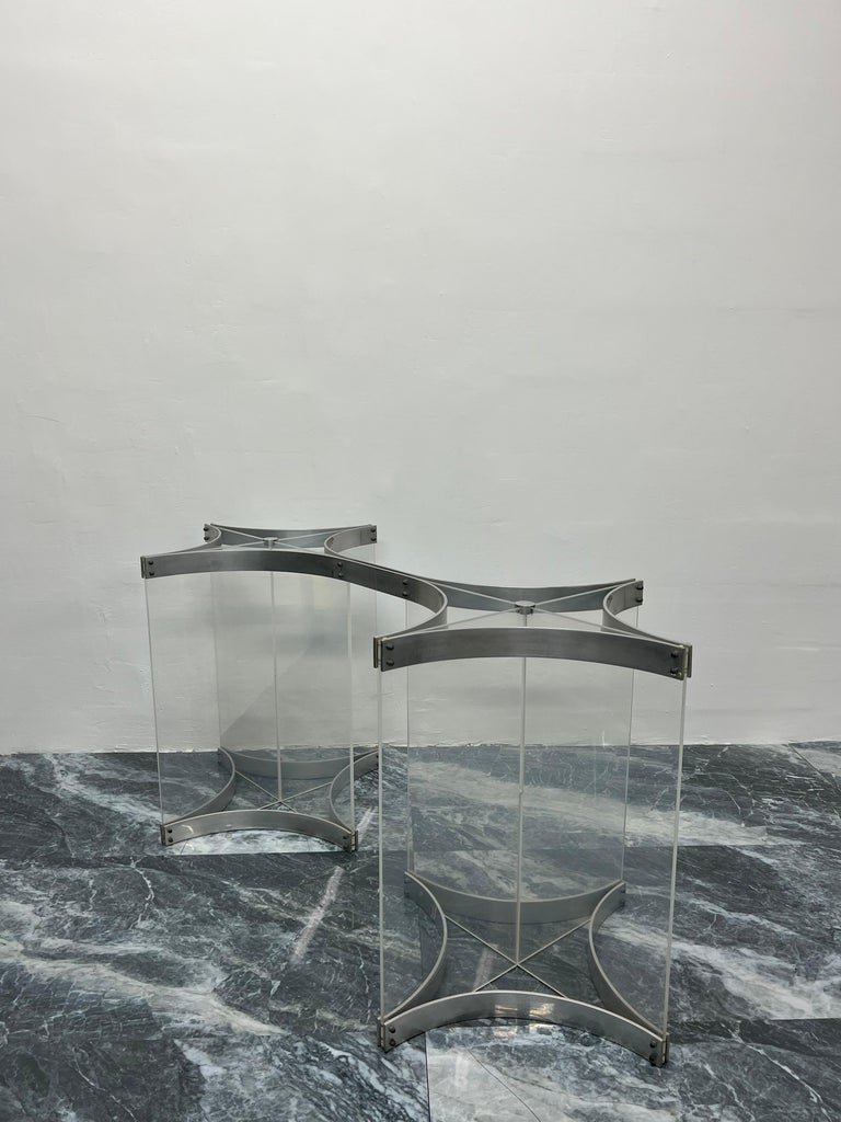 Alessandro Albrizzi Lucite and Aluminum Dining Table Base In Good Condition For Sale In Miami, FL