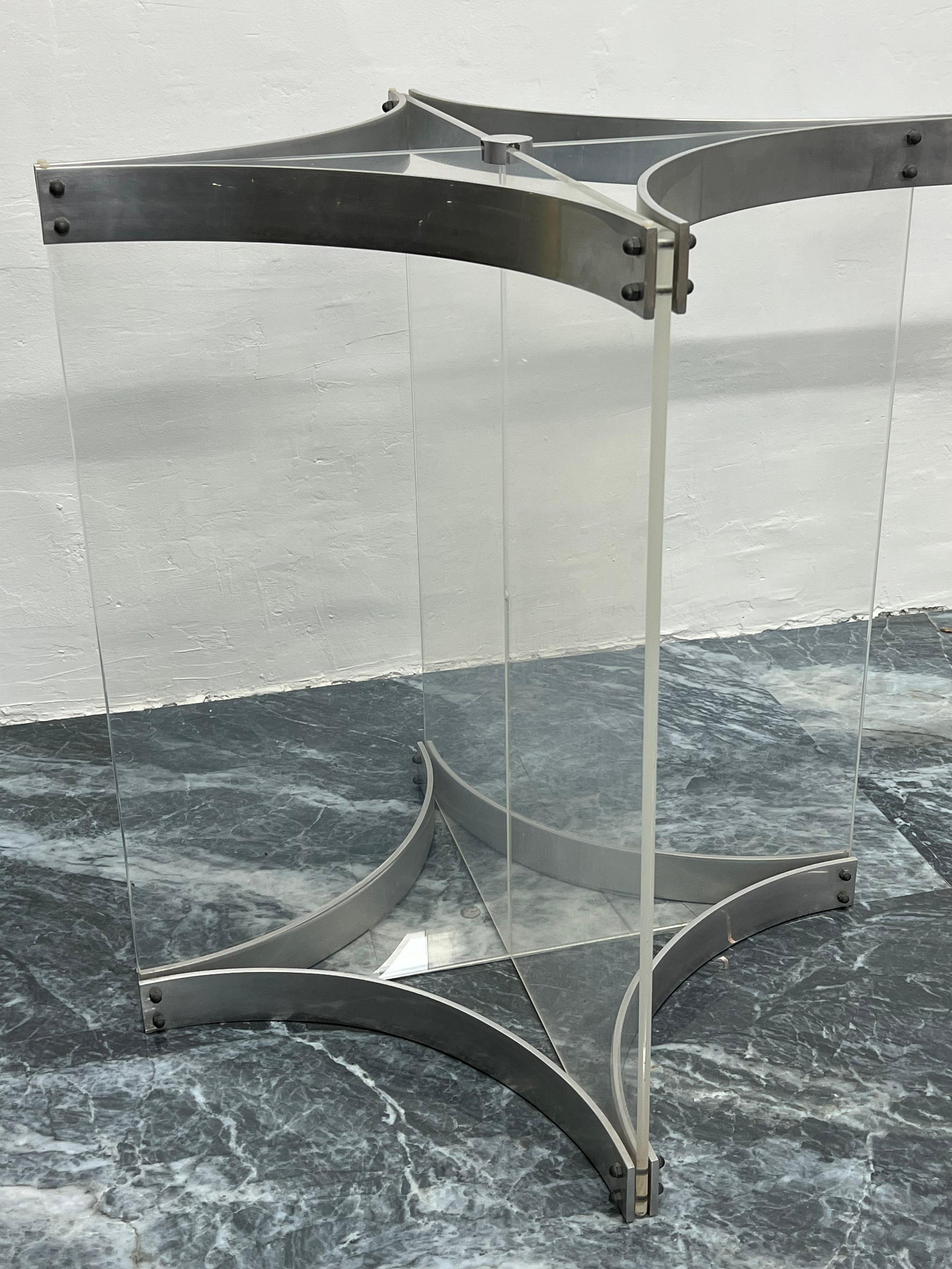 Alessandro Albrizzi Lucite and Aluminum Dining Table Base 1