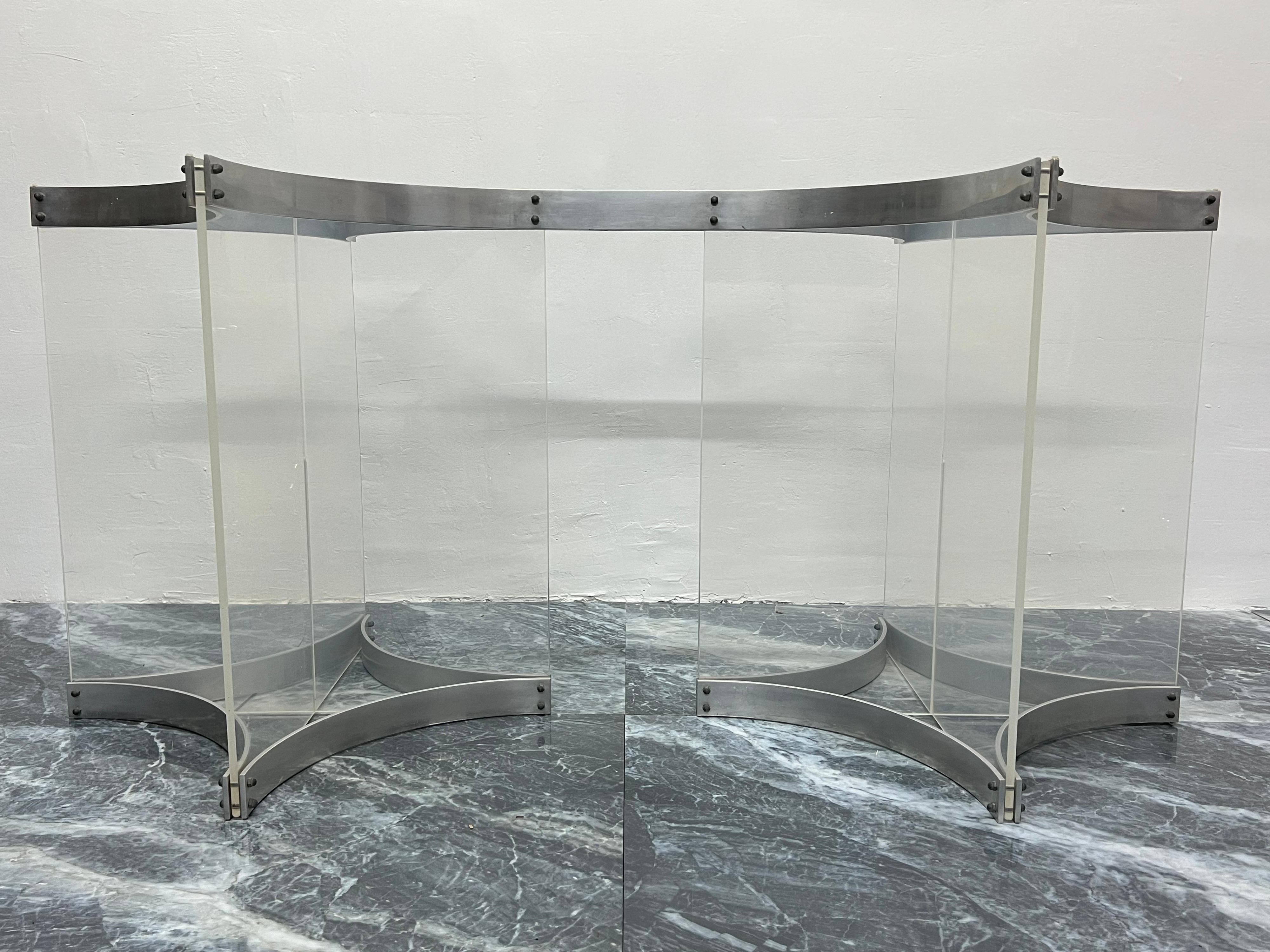 Alessandro Albrizzi Lucite and Aluminum Dining Table Base 3
