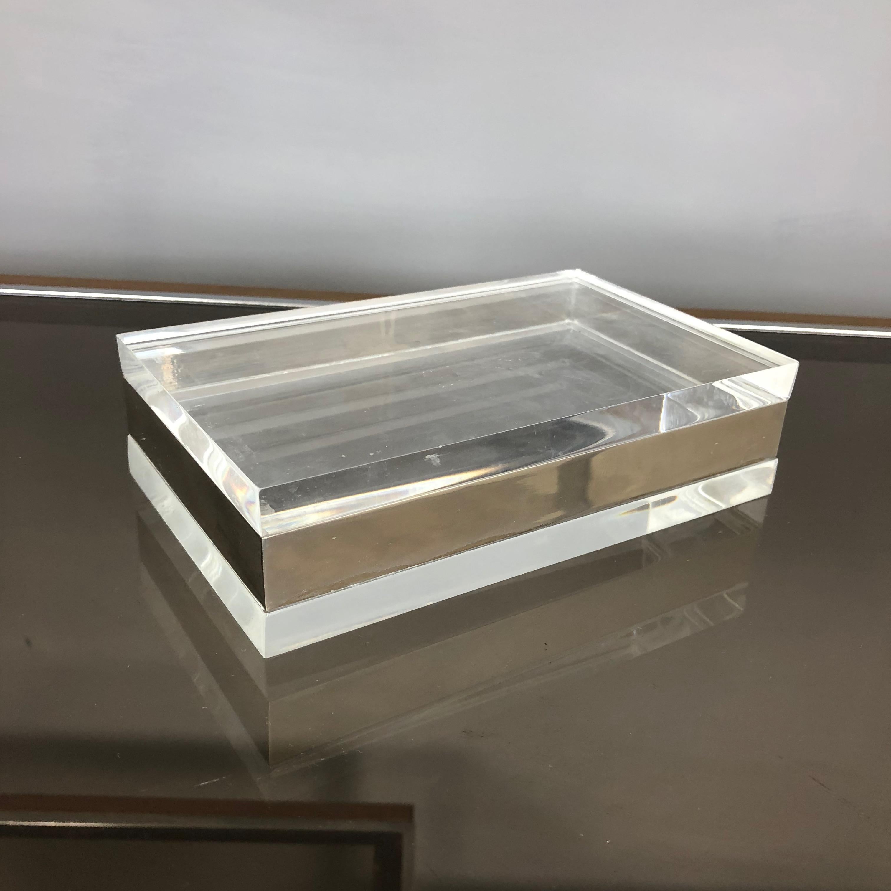 1970s Lucite and chrome box by the Italian designer Alessandro Albrizzi.