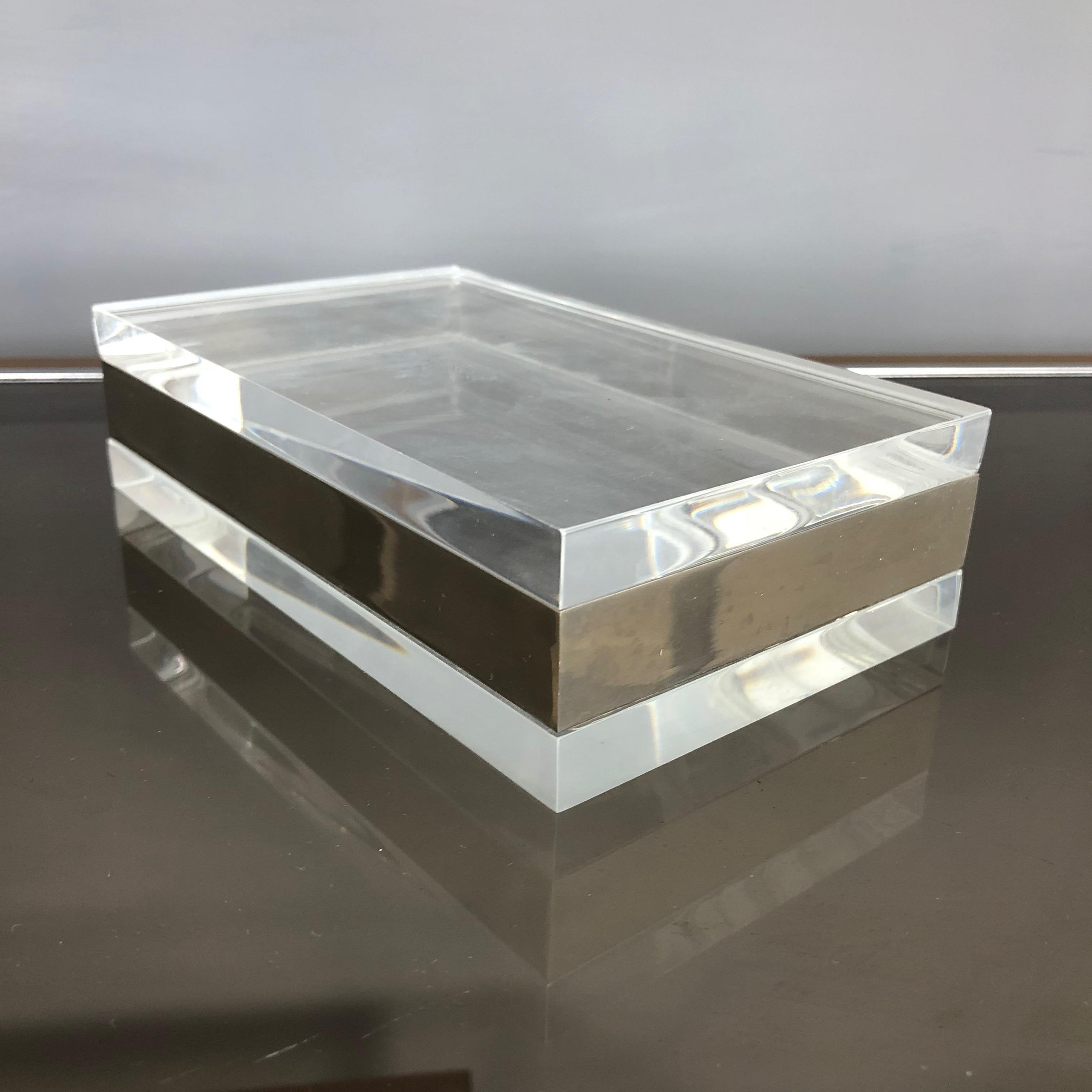 Late 20th Century Alessandro Albrizzi Lucite and Chrome Box, Italy, 1970s 