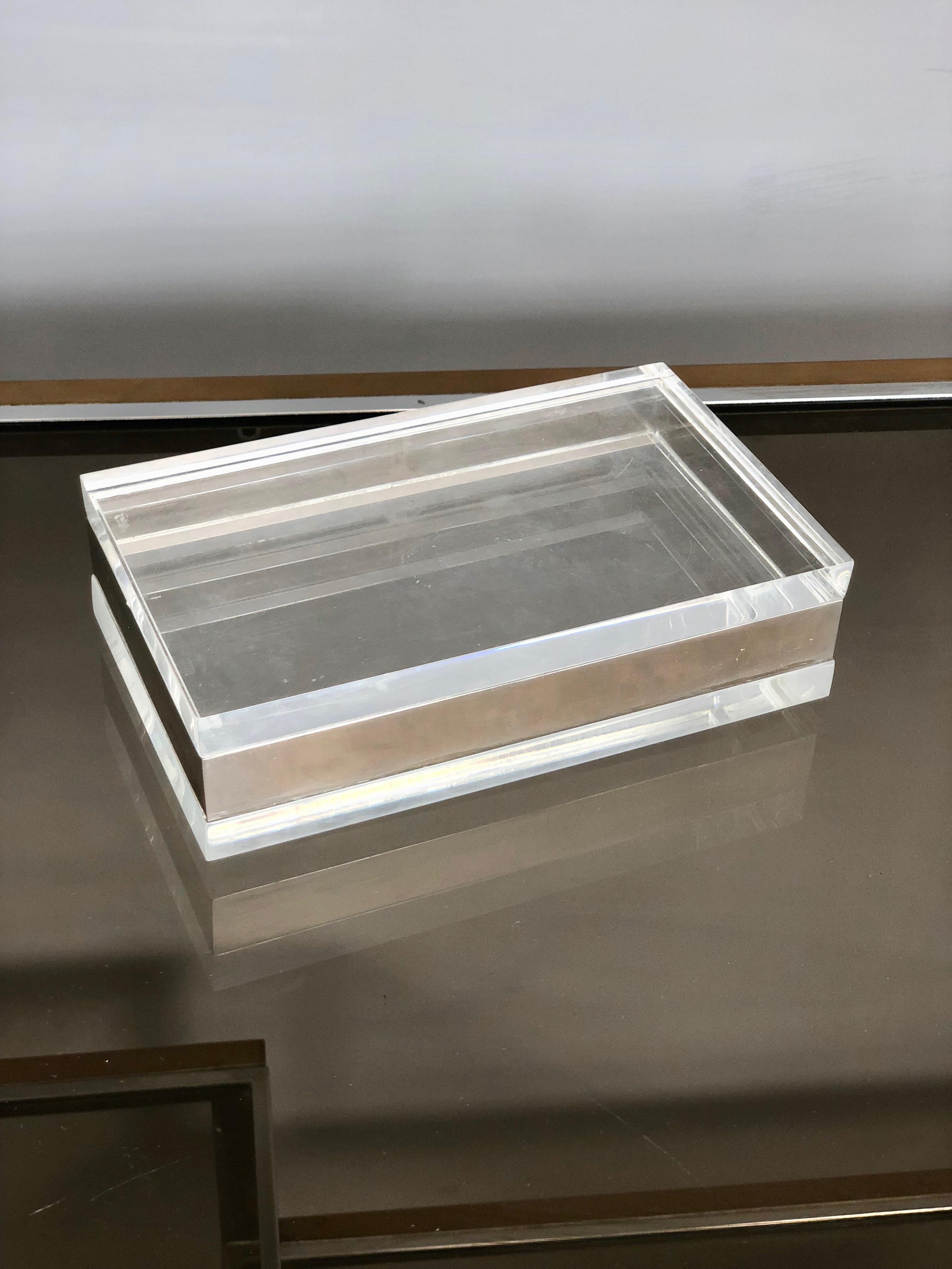 Alessandro Albrizzi Lucite and Chrome Box, Italy, 1970s  2