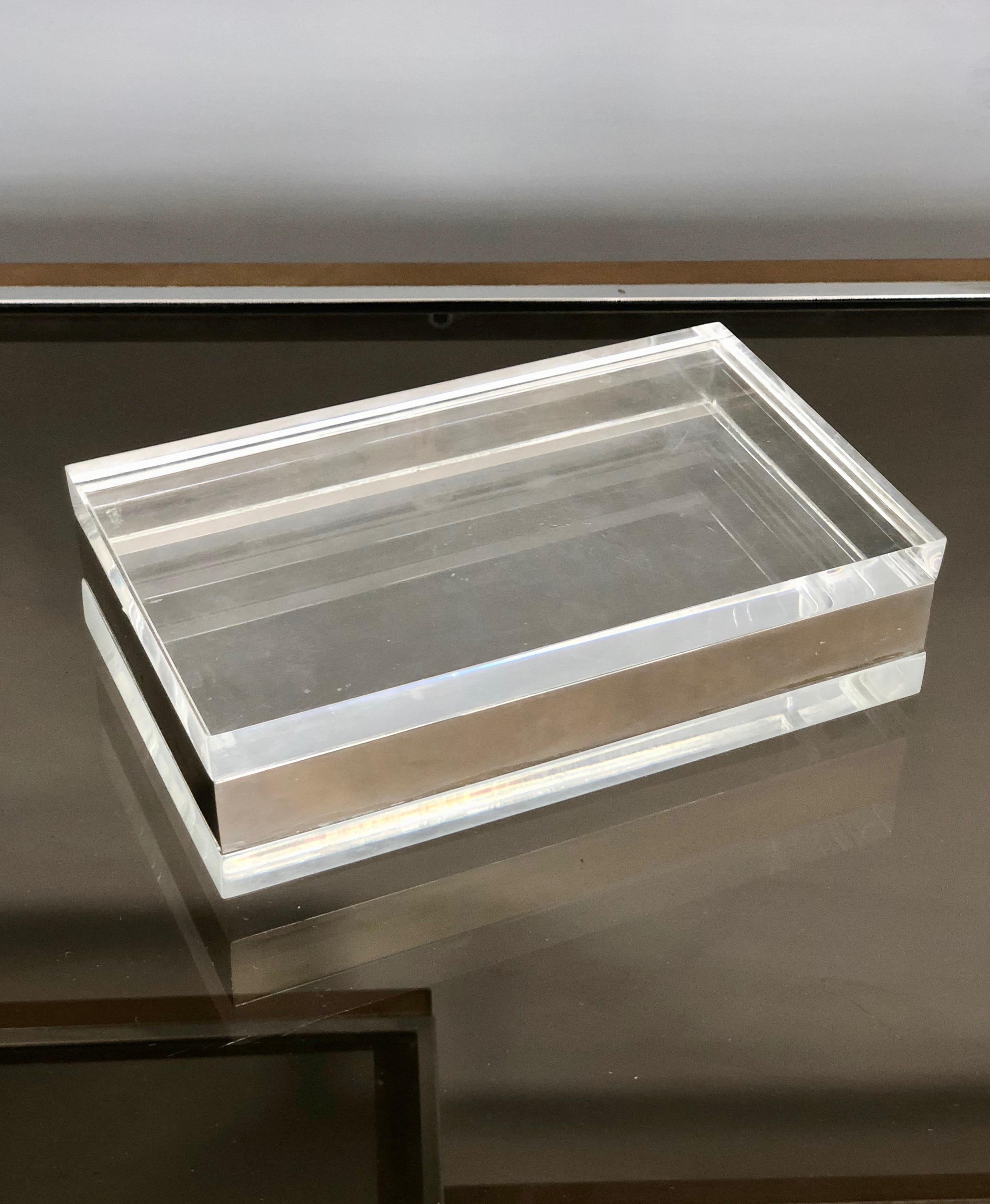 Alessandro Albrizzi Lucite and Chrome Box, Italy, 1970s  3