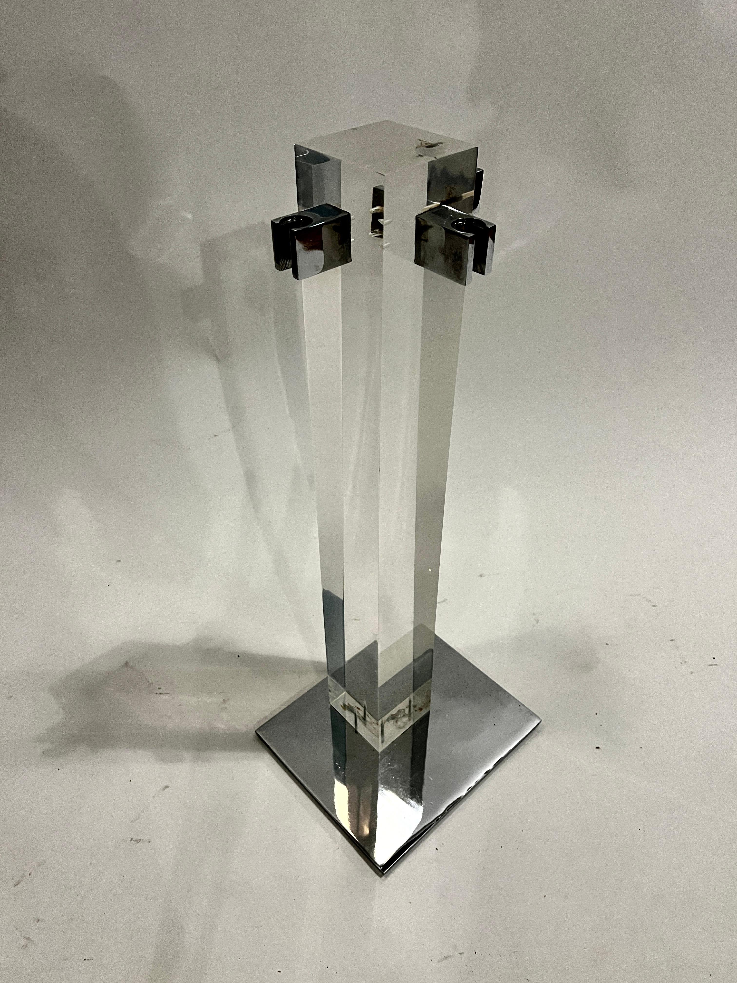 Alessandro Albrizzi Lucite and Chrome Fireplace Tools In Good Condition For Sale In Chicago, IL