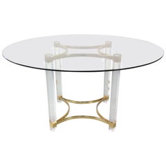 Alessandro Albrizzi Lucite, Brass and Glass Dining Table, 1970s