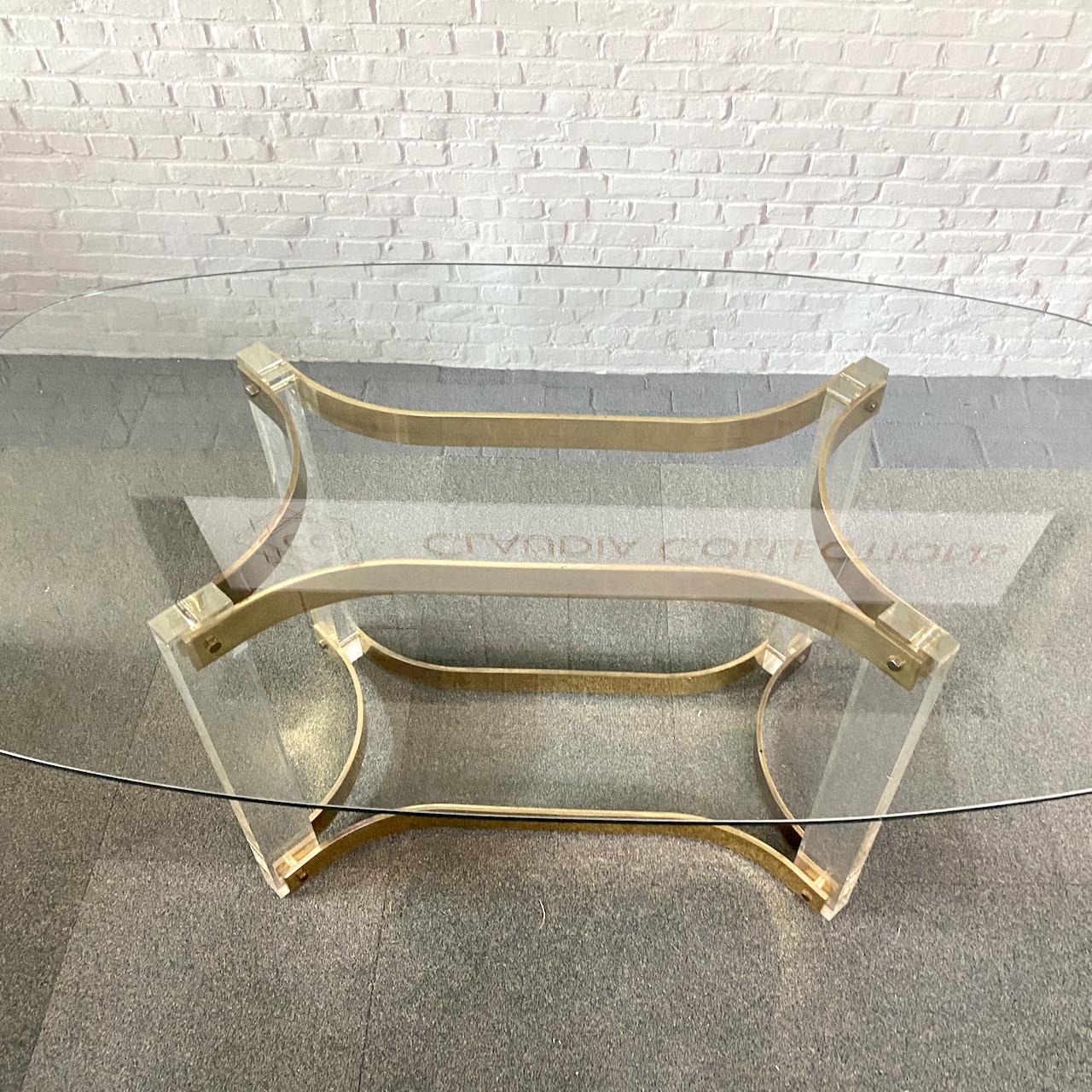 Alessandro Albrizzi lucite & brass dining room table - Hollywood Regency For Sale 5