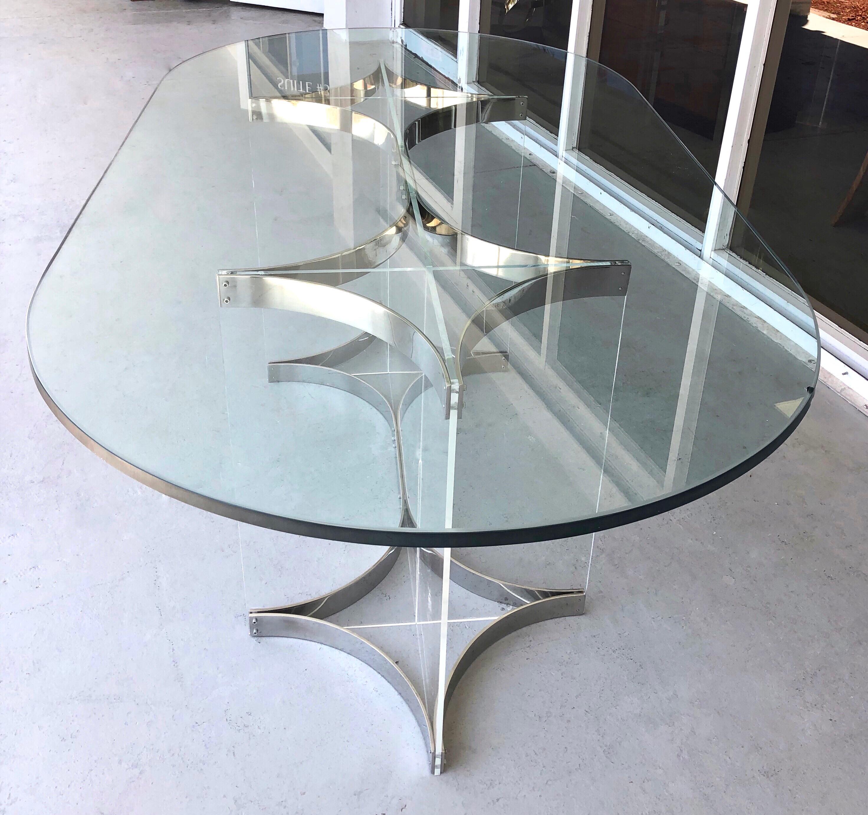 Alessandro Albrizzi Lucite, Chrome and Glass Dining Table, 1970s 2