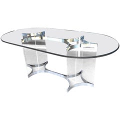 Alessandro Albrizzi Esstisch aus Lucit:: Chrom und Glas:: 1970er Jahre