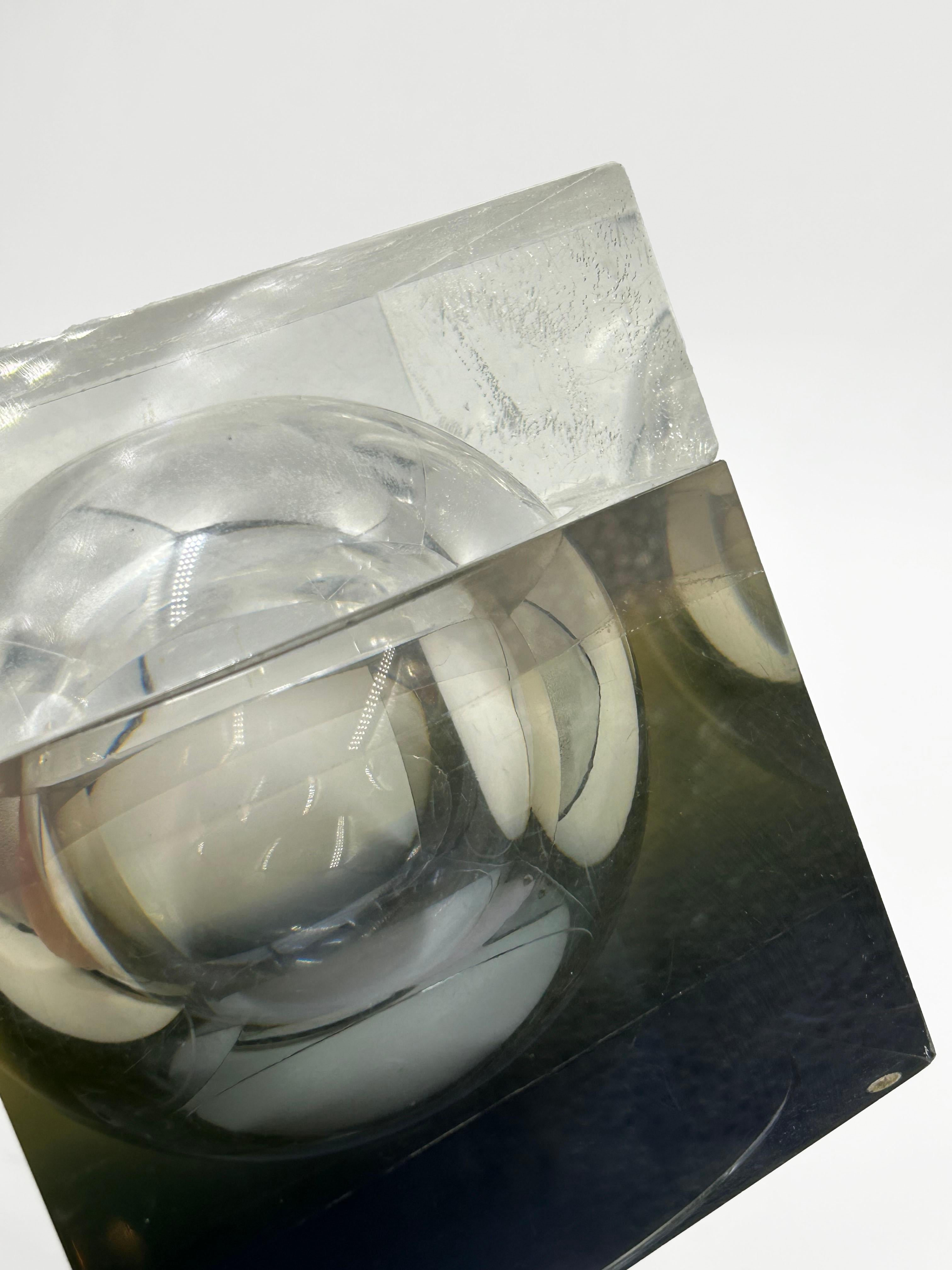 Space Age Alessandro Albrizzi Lucite Cube, Italy 1970s For Sale