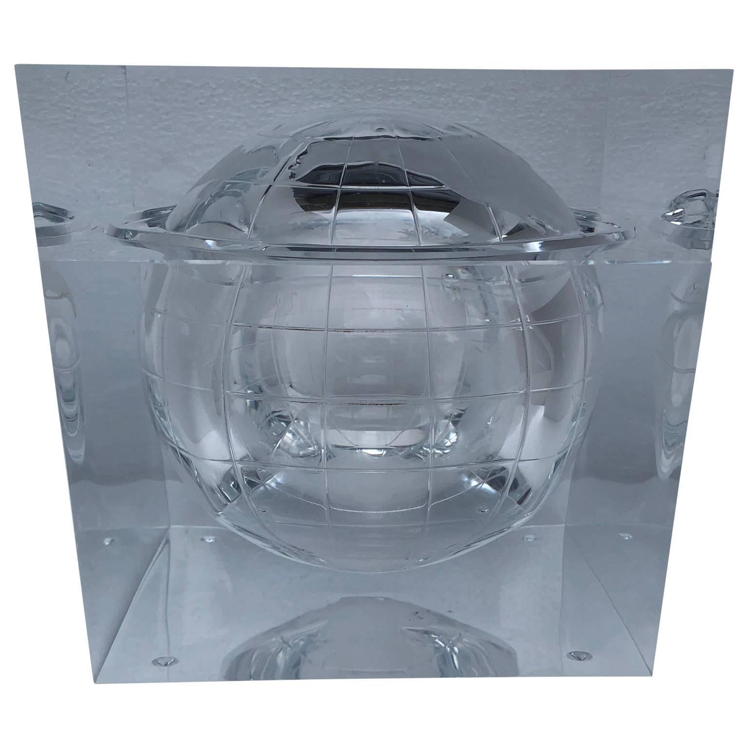 Alessandro Albrizzi Lucite world globe form ice and candy bucket.