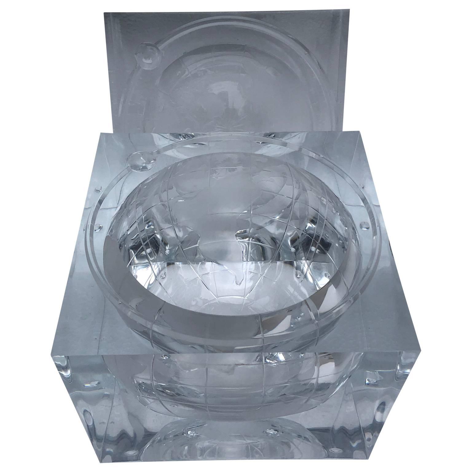 Alessandro Albrizzi Lucite World Globe Form Ice Bucket 1