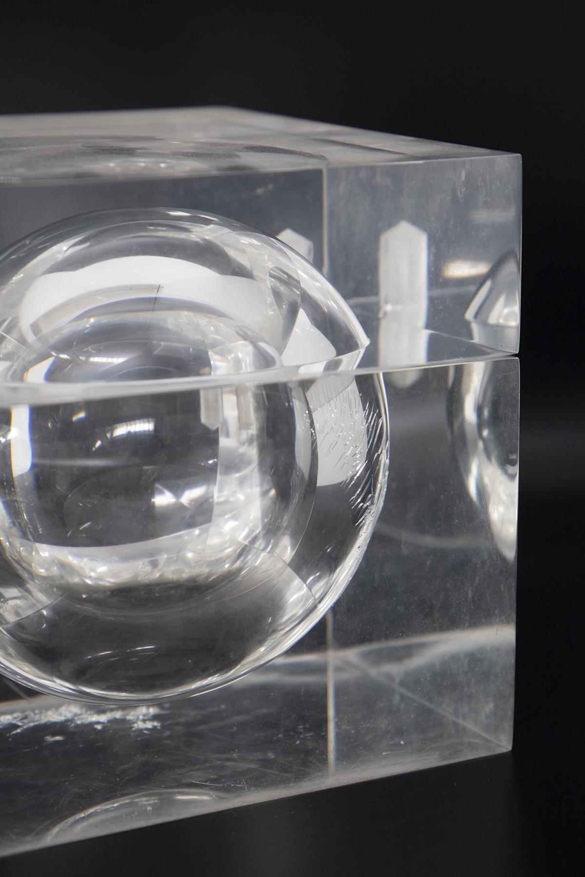 Italian Alessandro Albrizzi Modernist Lucite Object Holder Cube