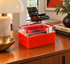 Alessandro Albrizzi Red and Clear Lucite Decorative Box, Italy, circa 1970
