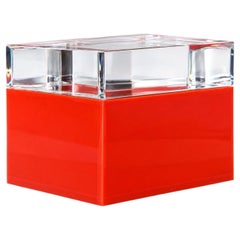 Alessandro Albrizzi Red and Clear Lucite Decorative Box, Italy, circa 1970