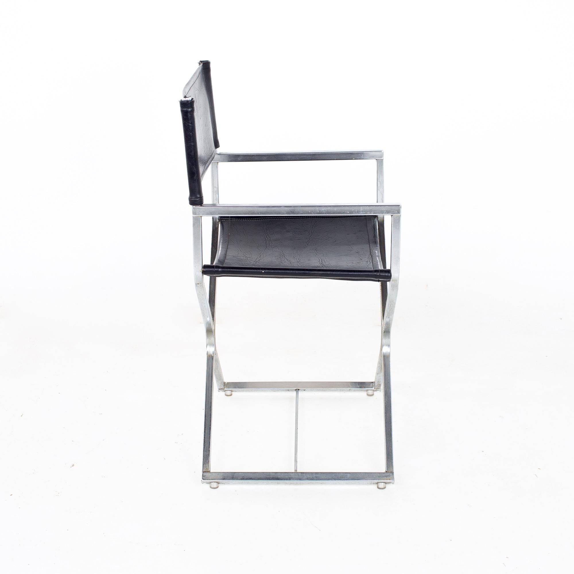Alessandro Albrizzi Style MCM Naugahyde and Chrome Directors Chairs - Set of 6 For Sale 6