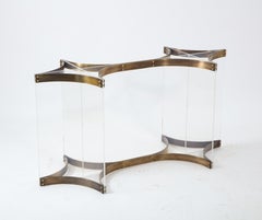 Alessandro Albrizzi Table Base in Brass & Lucite, Italy 1970's