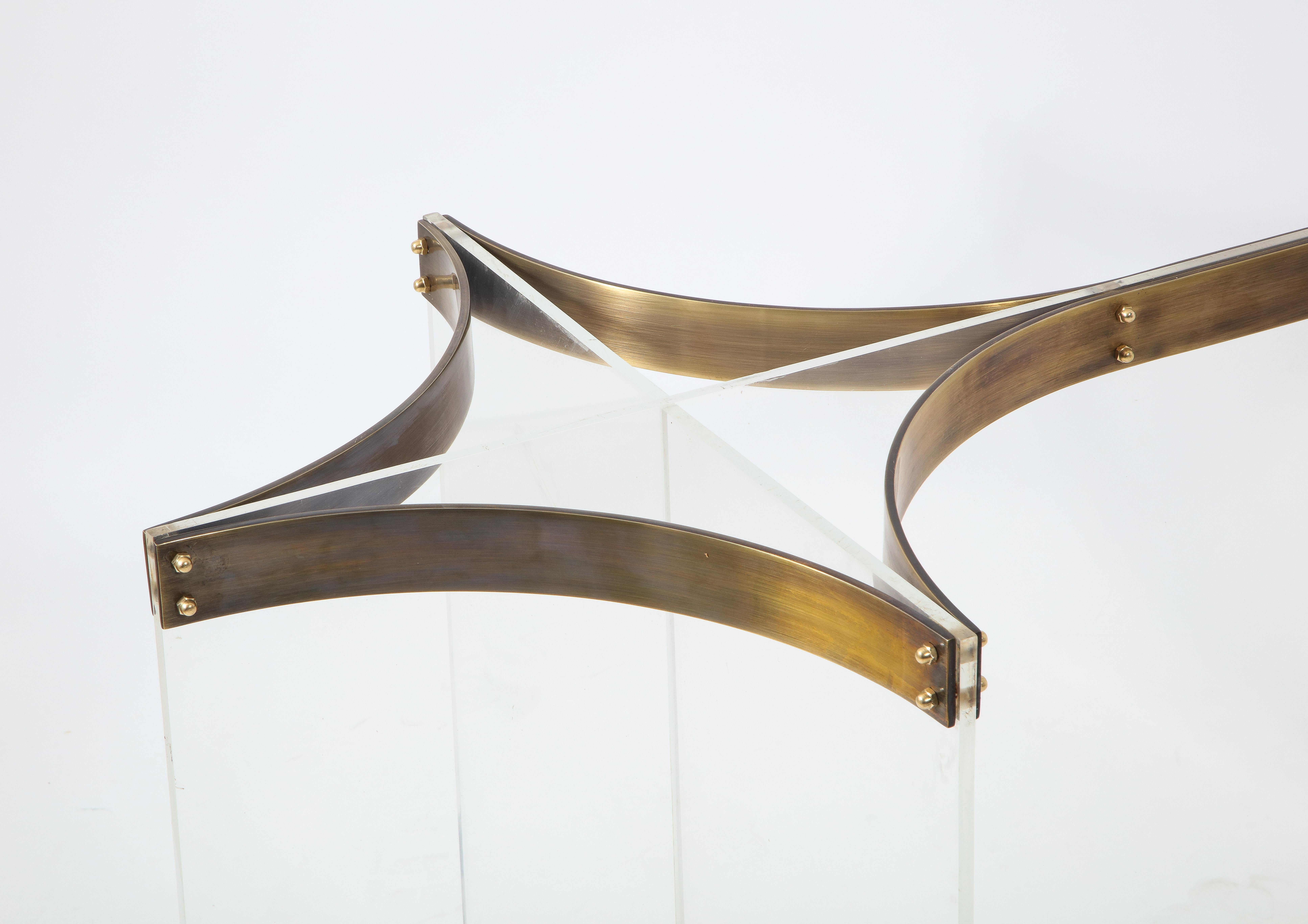 Mid-Century Modern Alessandro Albrizzi Table Base in Brass & Lucite, Italy 1970's