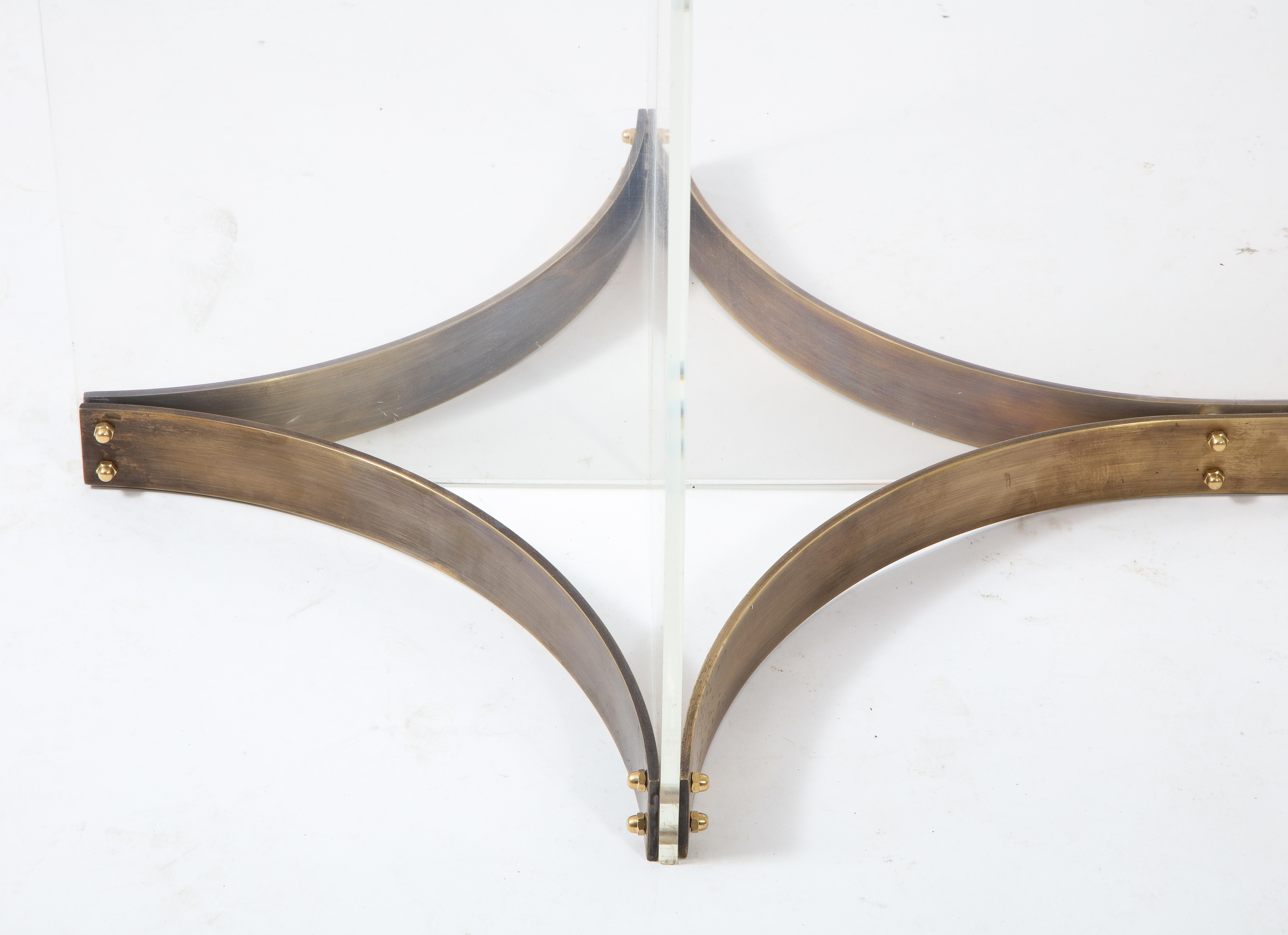 20th Century Alessandro Albrizzi Table Base in Brass & Lucite, Italy 1970's