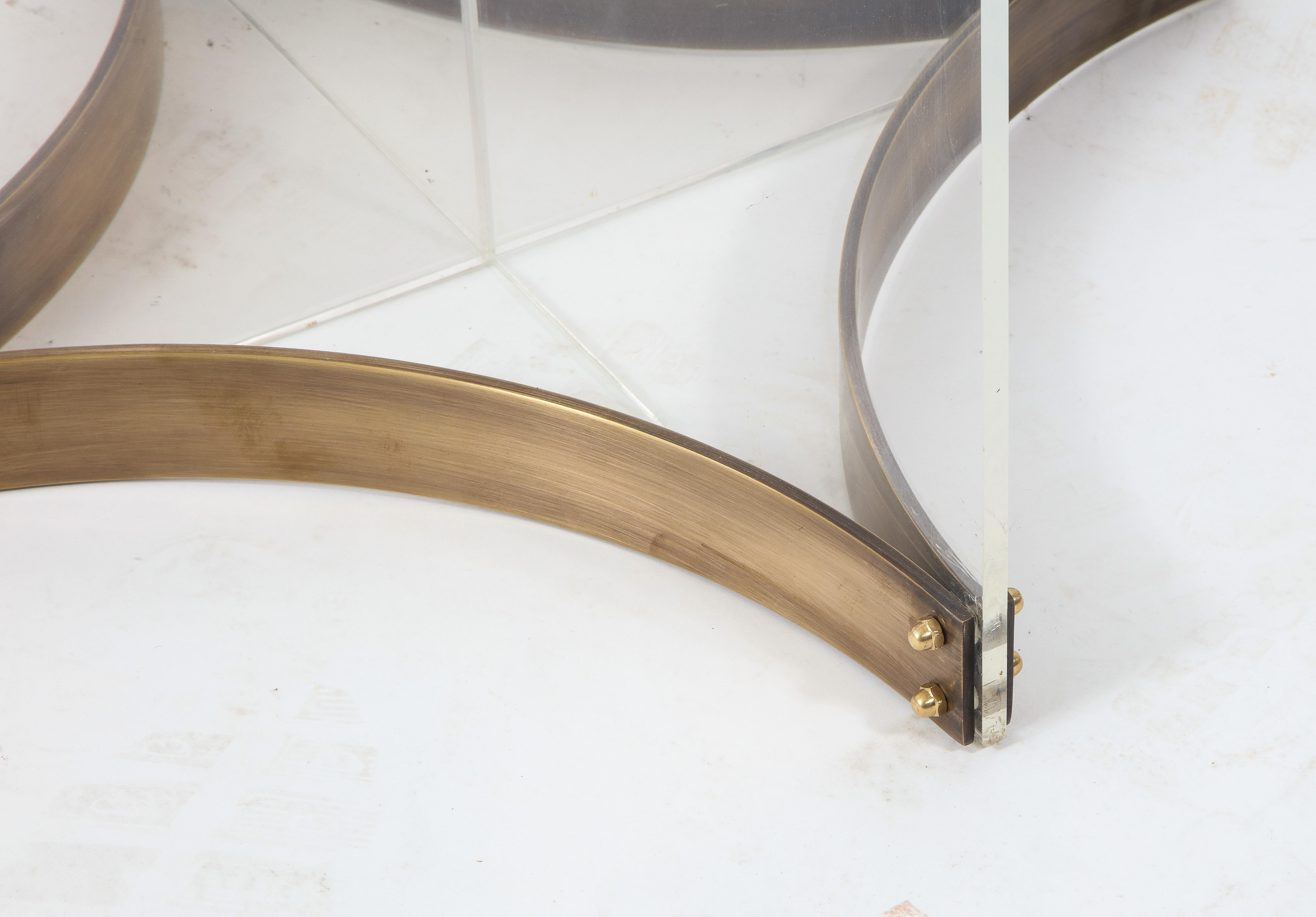 Alessandro Albrizzi Table Base in Brass & Lucite, Italy 1970's 1