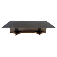 Alessandro Albrizzzi Smoked Glass and Patinated Brass with Lucite Coffee Table