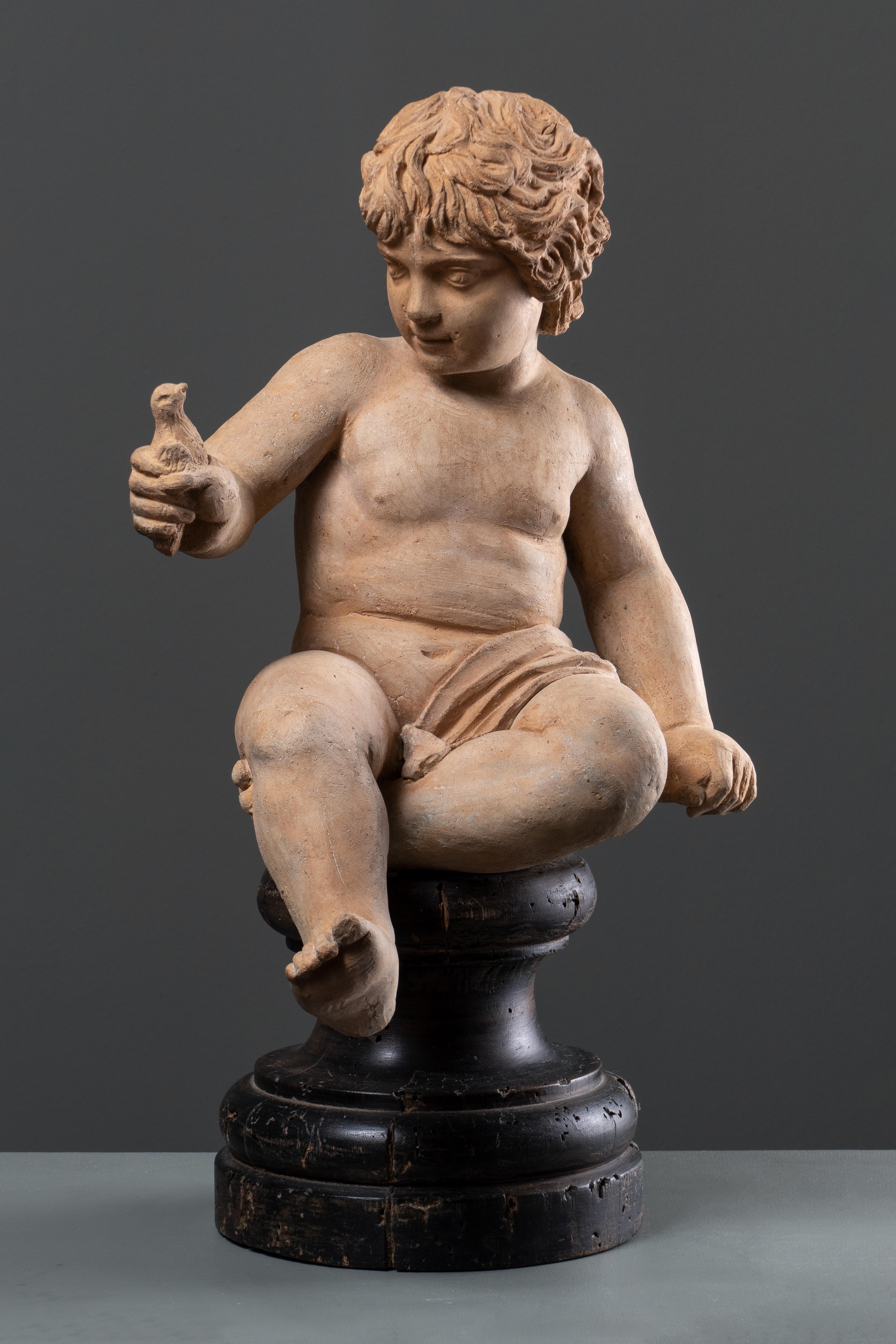 Antique Italian Terracotta Figure Of The Child Hercules, Rome, 18th Century