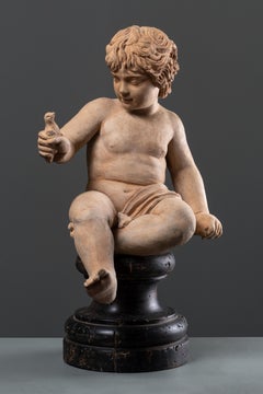 Ancienne figurine italienne en terre cuite de l'enfant Hercule, Rome, 18ème siècle