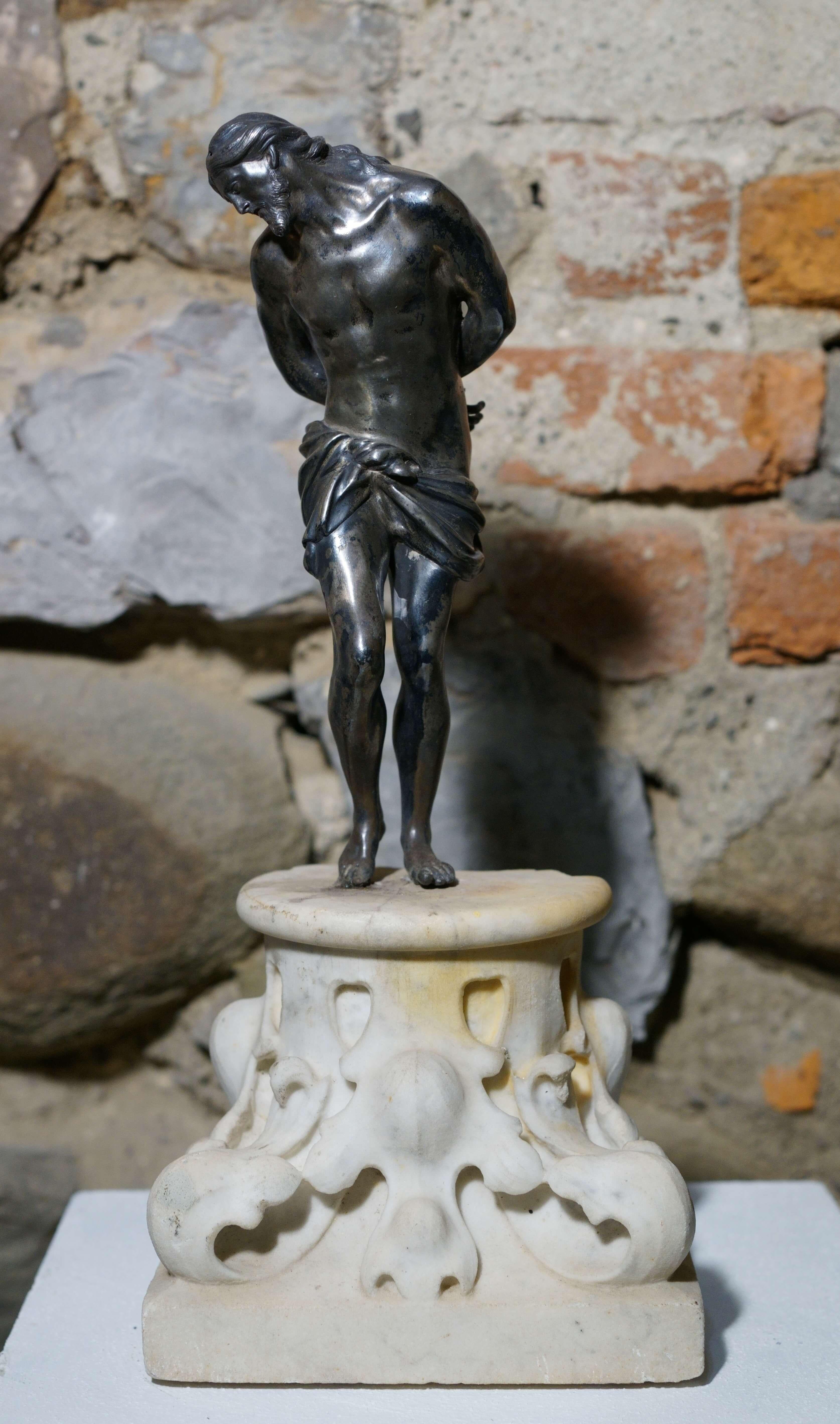 Solid Silver Sculpture Christ at the Column Rome 18th century