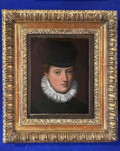 Alessandro Allori, Study. Lady With A Black Velvet Hat. Florentine School. 16th