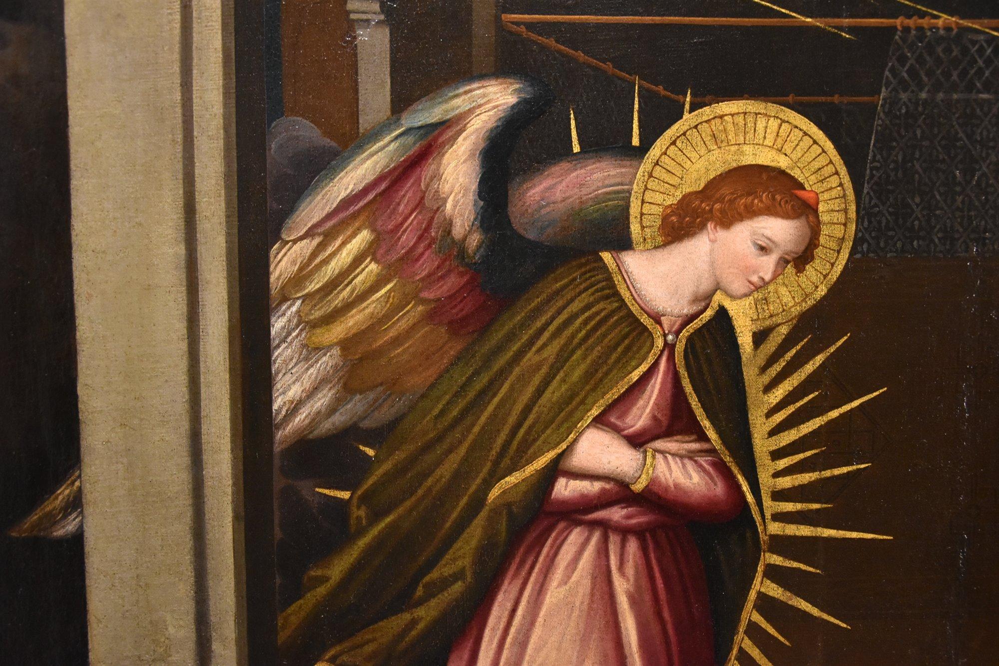 Verkündigung Allori Gemälde 17. Jahrhundert Öl auf Leinwand Alter Meister Religiöses Italien im Angebot 6