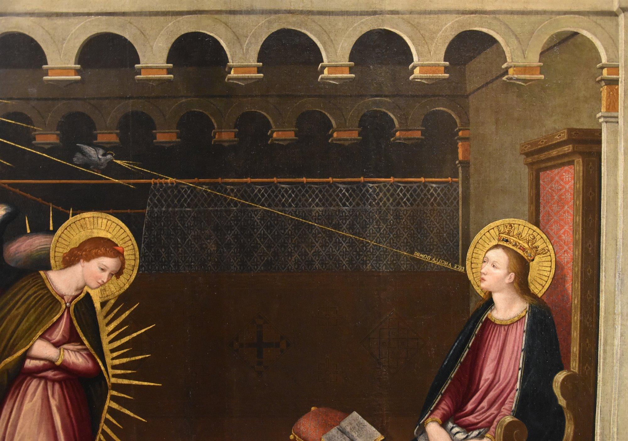 Verkündigung Allori Gemälde 17. Jahrhundert Öl auf Leinwand Alter Meister Religiöses Italien im Angebot 4