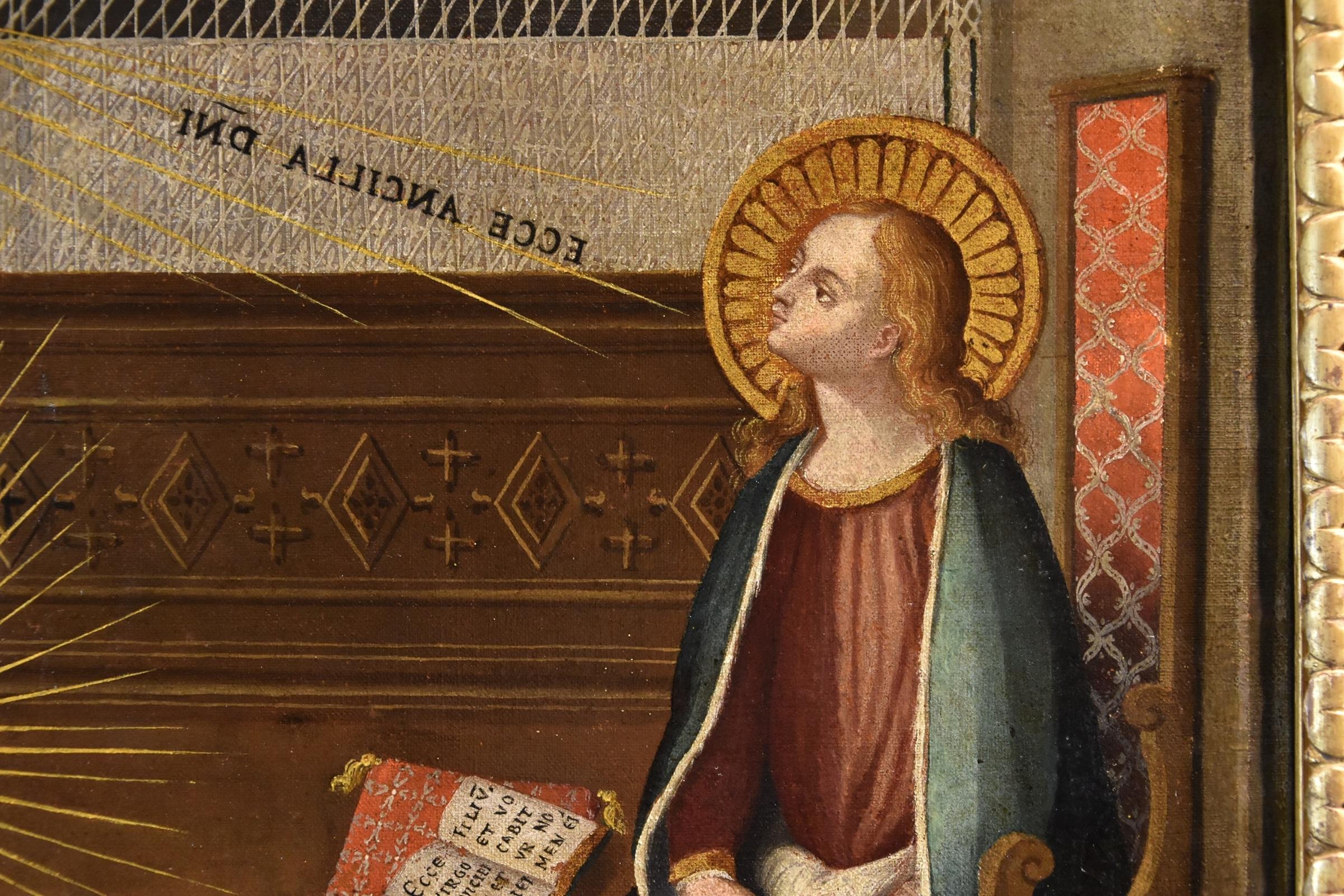 Annunciation Allori Religiöses Leonardo 17./18. Jahrhundert Gemälde Öl auf Leinwand Italien im Angebot 6