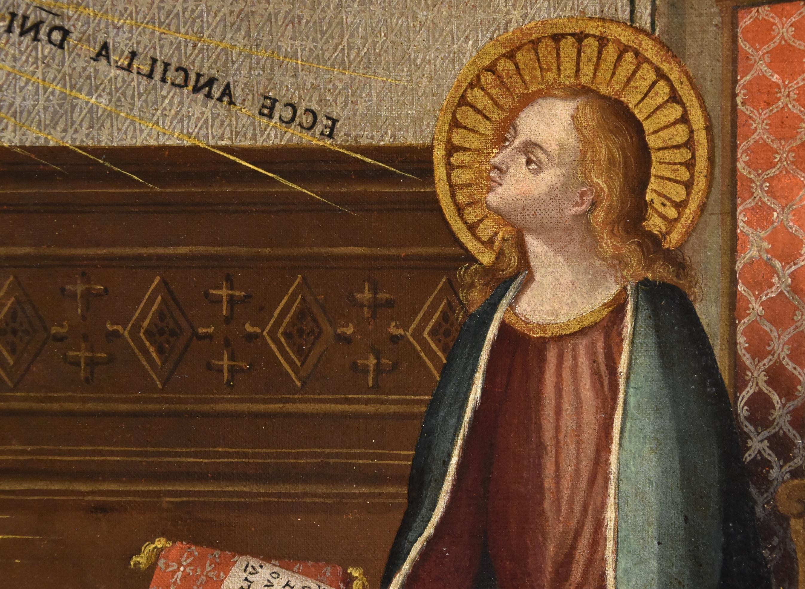 Annunciation Allori Religiöses Leonardo 17./18. Jahrhundert Gemälde Öl auf Leinwand Italien im Angebot 7
