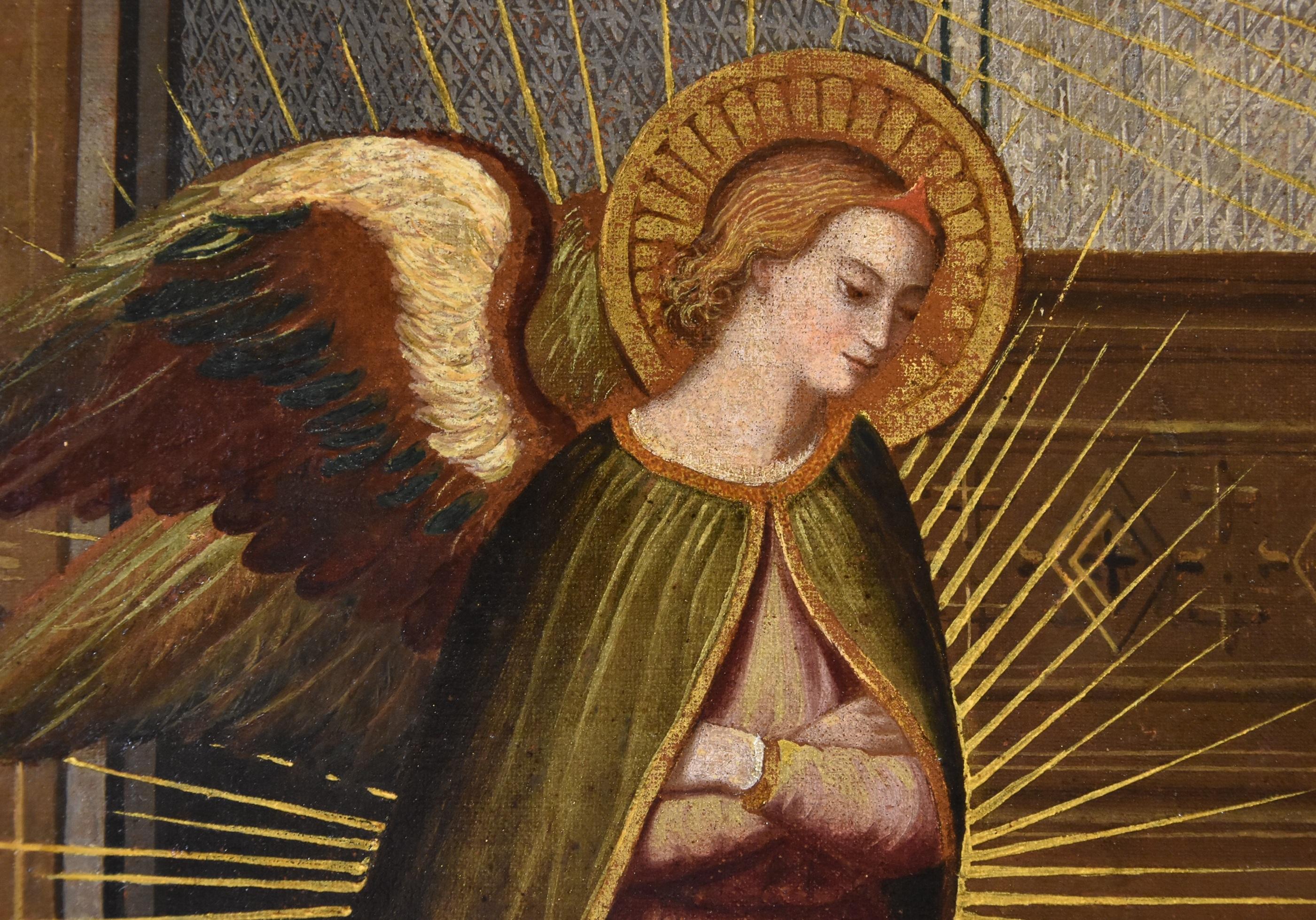 Annunciation Allori Religiöses Leonardo 17./18. Jahrhundert Gemälde Öl auf Leinwand Italien im Angebot 8