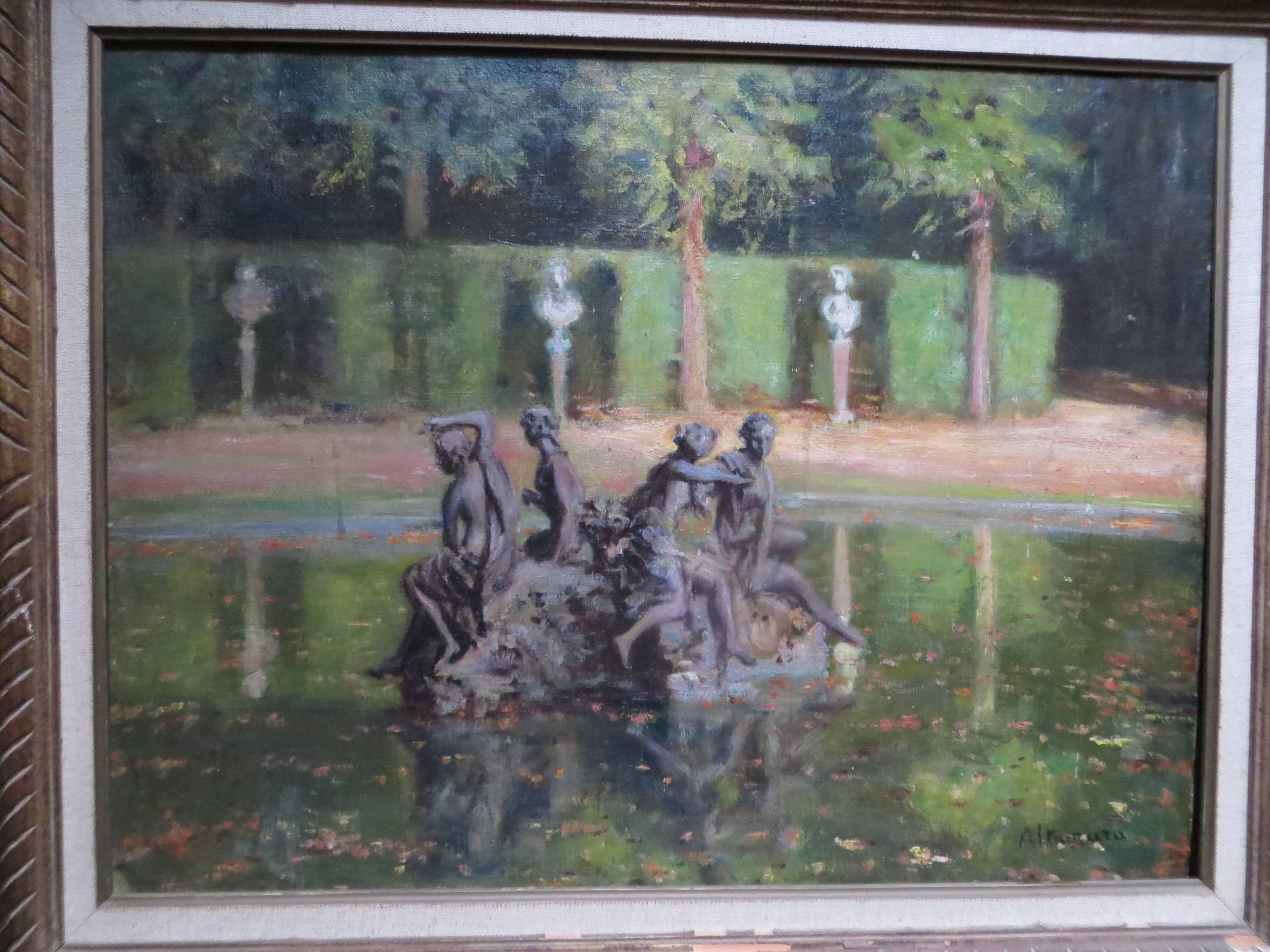 The Basin of the Four Nymphs at Grand Trianon - Impressionist Painting by Alessandro Altamura